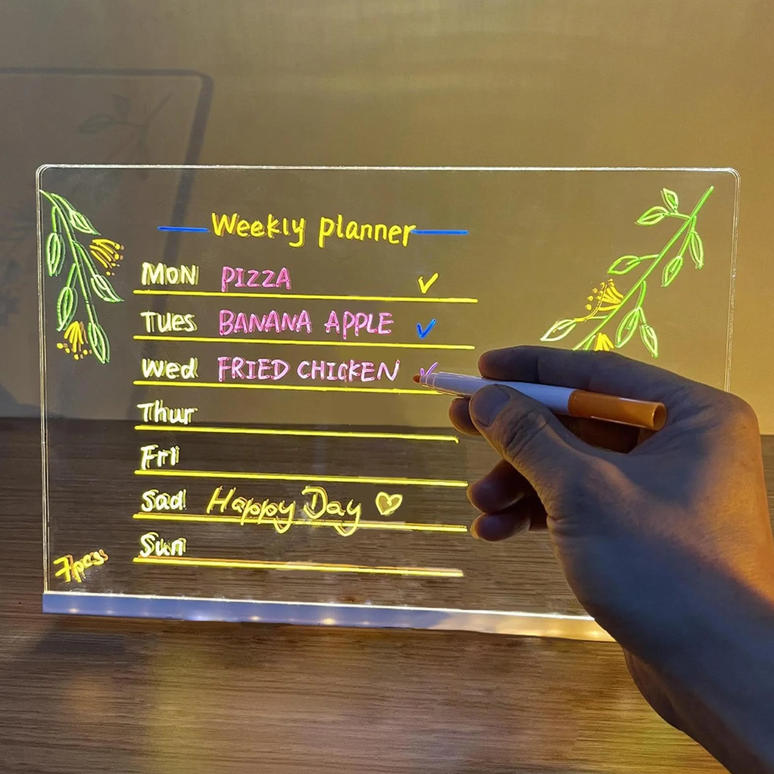 Light Up Dry Erase Board, LED Note Board ze stojakiem, Glow Writing Board USB Plug-In, akrylowa tablica wiadomości dla biznesu, tablica do rysowania LED na wesela, tablica pamięci Light-Up do domu