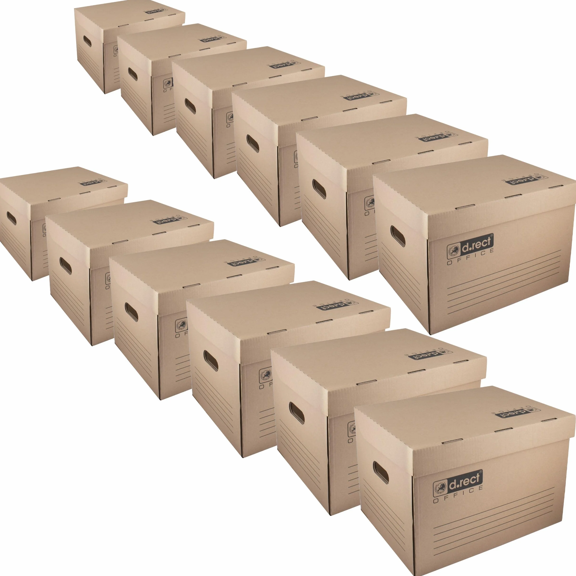 D.RECT Pudełko archiwalne 2100, 12 sztuk, 431 x 333 x 294 mm, z klapką, pudełko archiwalne, kolor brązowy