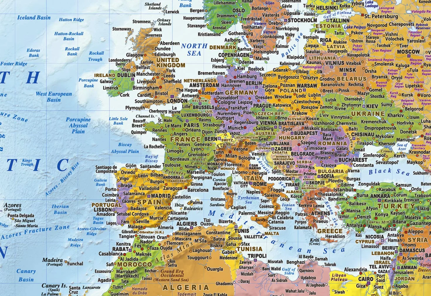 Close Up XL Giant World Map plakat 2020 z flagami 91,5 x 61 cm