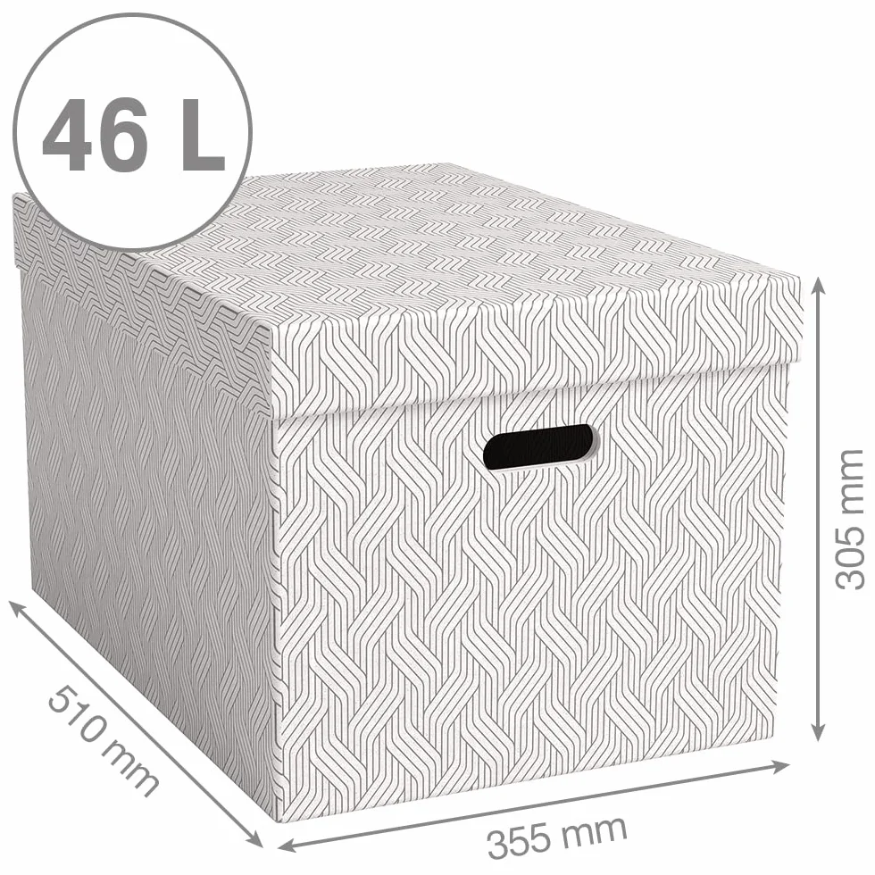 VON Leitz zestaw 3 pudełek do przechowywania 46 l karton z recyklingu geometryczny design białe
