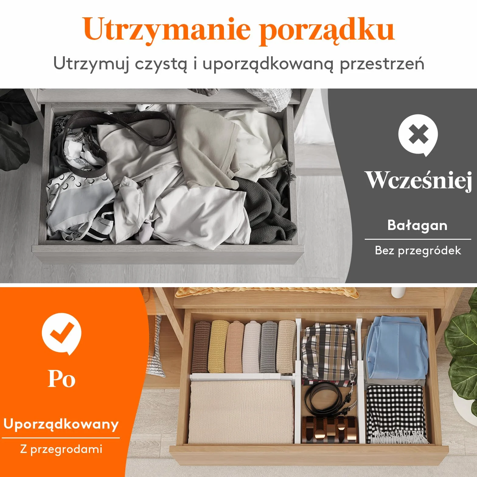 Lifewit Organizery do Szuflad 10 cm, 34,3-55,9 cm, Regulowane Separatory