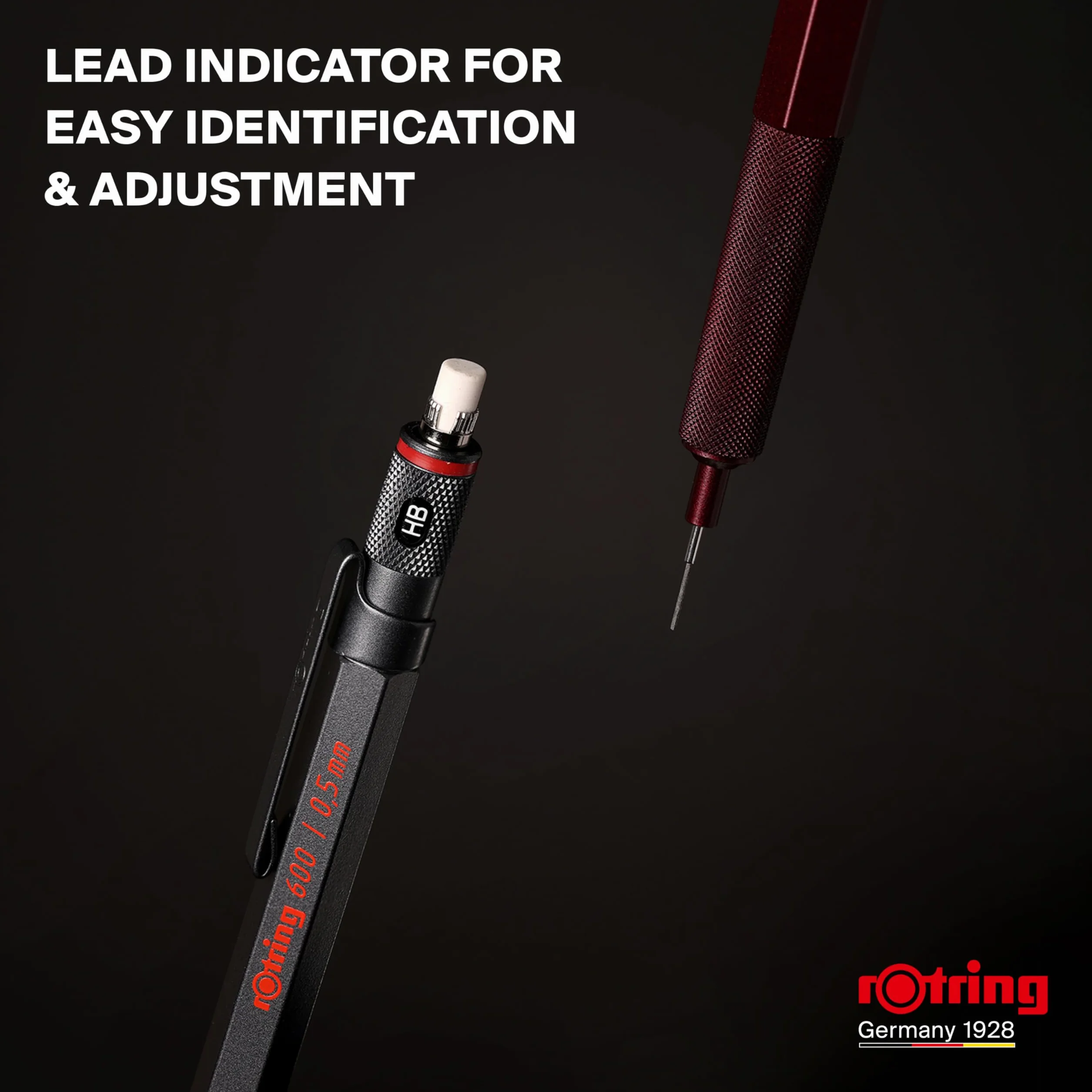 rOtring 600 Ołówek automatyczny | Grafit HB, 0,5 mm | Ołówek w całkowicie metalowej obudowie z wysuwanym wkładem grafitowym | Chocolate Truffle | Antypoślizgowy uchwyt i sześciokątny korpus