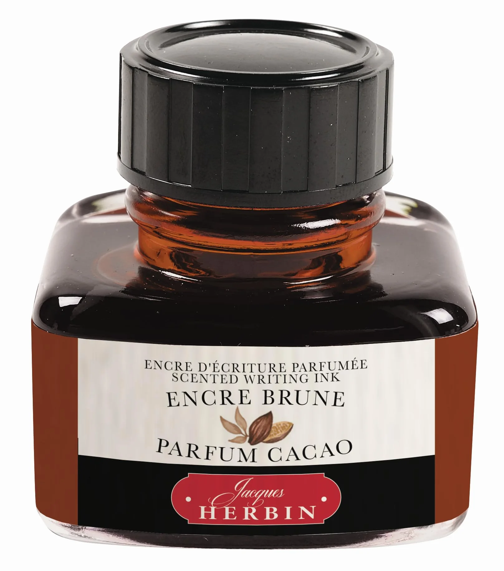 Jacques Herbin 13746T – Butelka pachnącego atramentu „Les Subtiles” do piór wiecznych i długopisów wiecznych – 30 ml – atrament brązowy i zapach kakaowy – Wyprodukowano we Francji