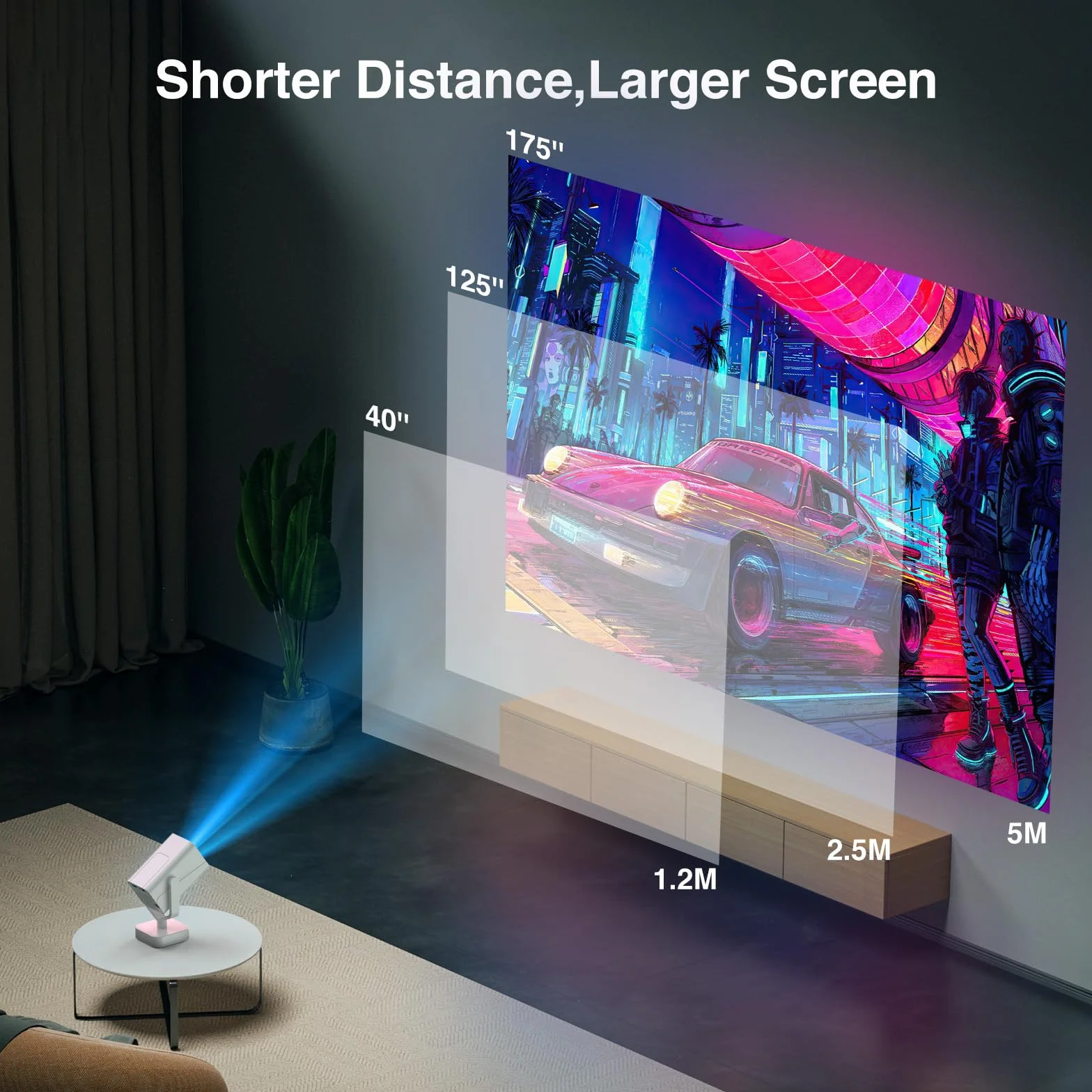Projektor Mini AKATUO 4K 1080p Bluetooth WiFi6 Automatyczna Korekcja Trapezu Obrót 270°