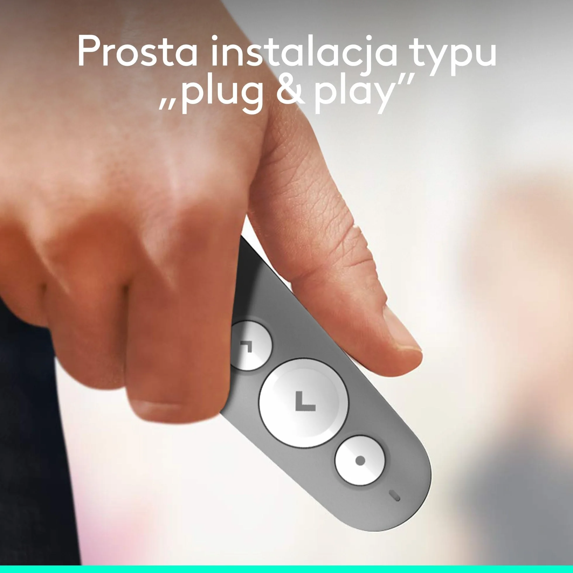 Logitech R500s Laserowy wskaźnik/Pilot do prezentacji (Klasa 1) – Bluetooth i USB; uniwersalna kompatybilność, inteligentna bateria: 12 miesięcy użytkowania - Jasnoszary