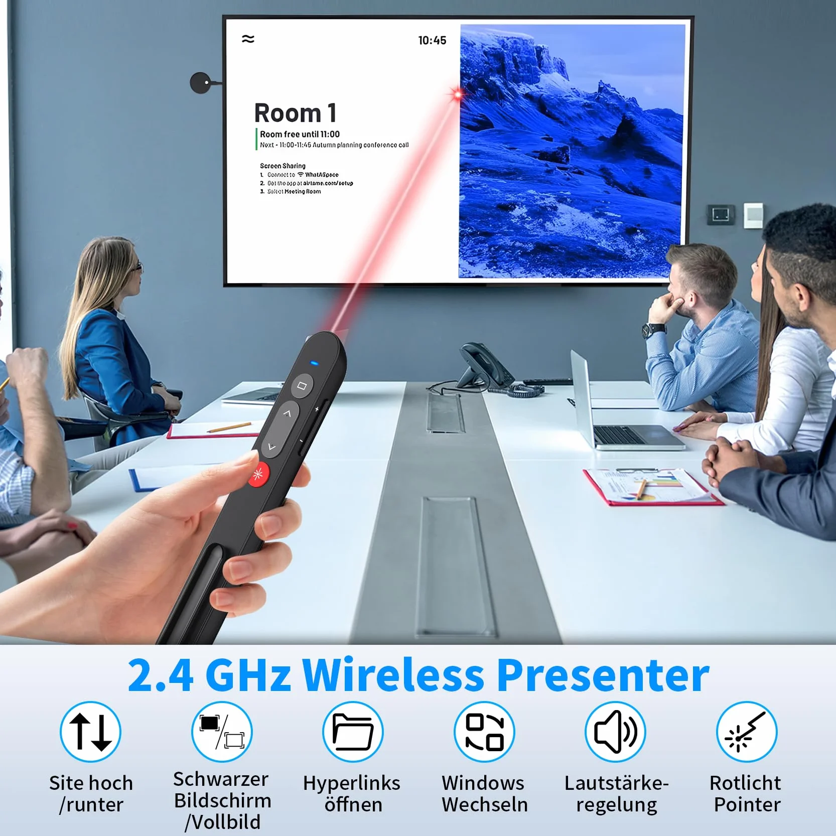Bezprzewodowy prezenter – KKMOL pilot zdalnego sterowania, PowerPointer, wskaźnik do prezentacji, USB do PPT/Windows XP/7/8/10/Mac OS/Linux