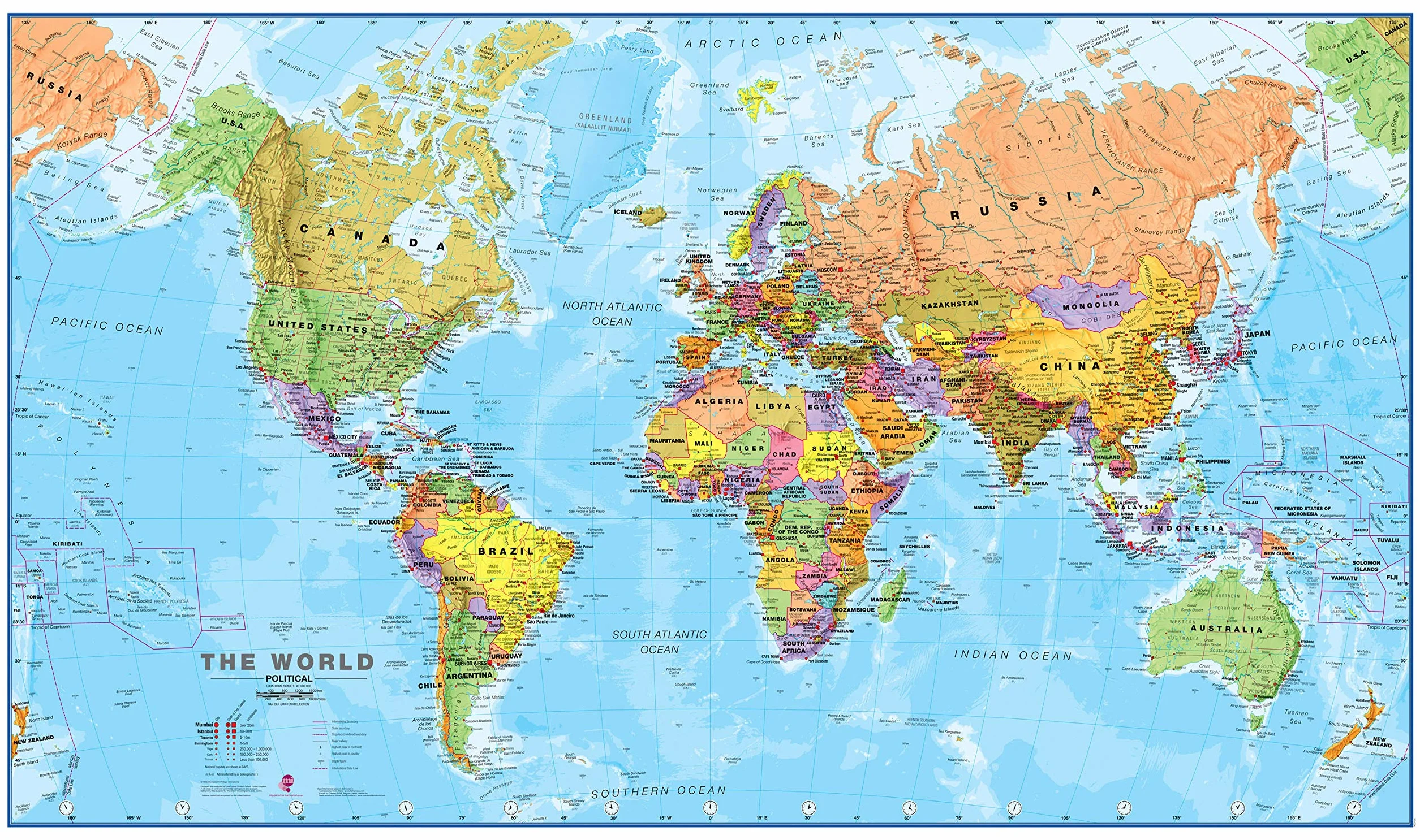 Maps International - ogromna, polityczna mapa świata, laminowana, 84 x 59 cm