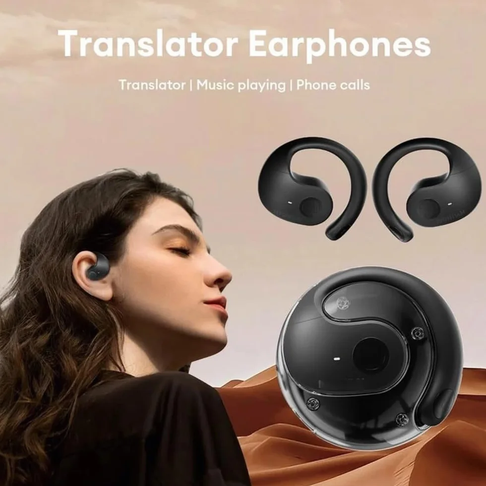 T26 Pro Language Translator, Simultaneous Interpretation Earphone, Supports over 75 Different Languages, Translation Earbuds Real Time(Black)