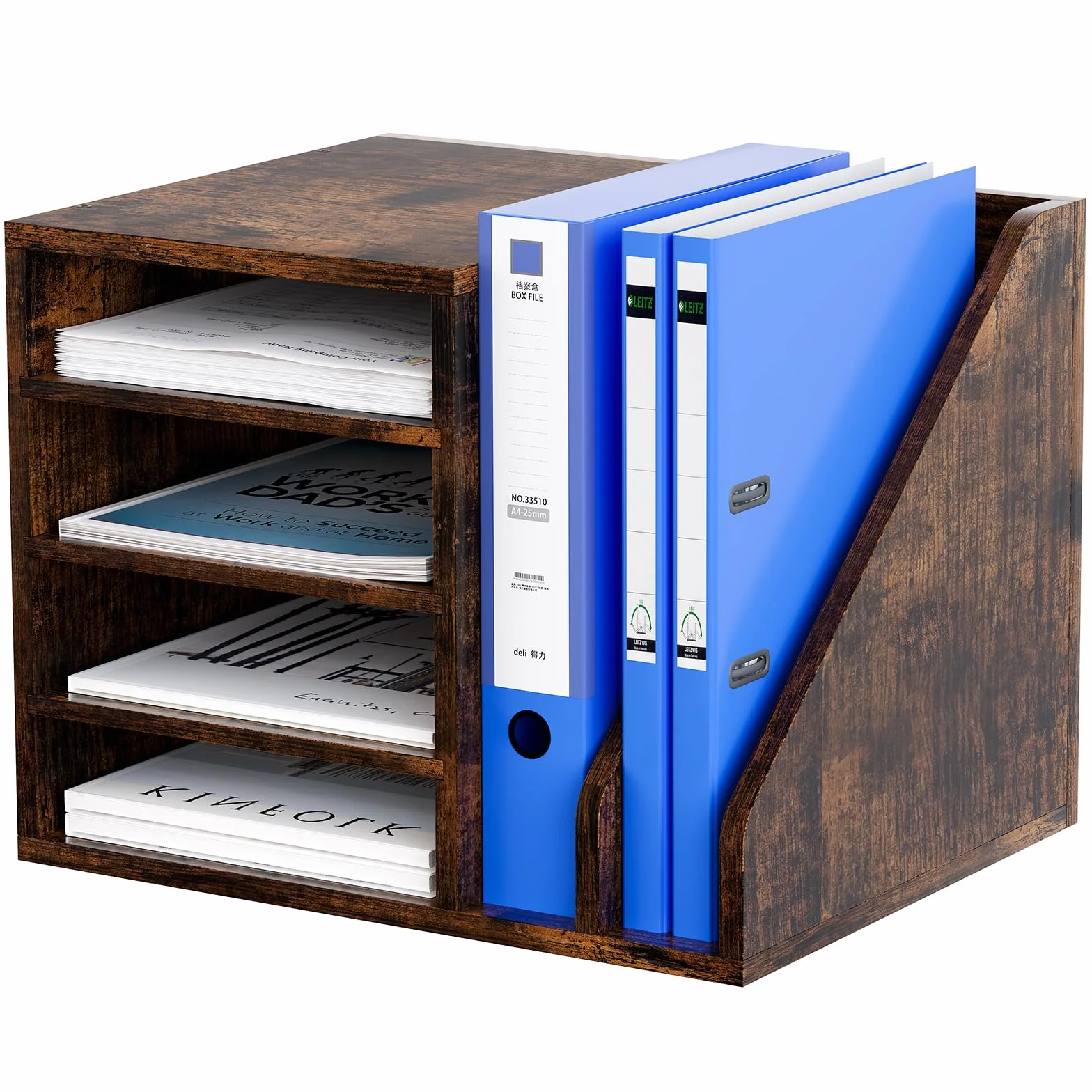 EasyPAG Organizer na Biurko A4 6 Przedziały Drewno, Brązowy