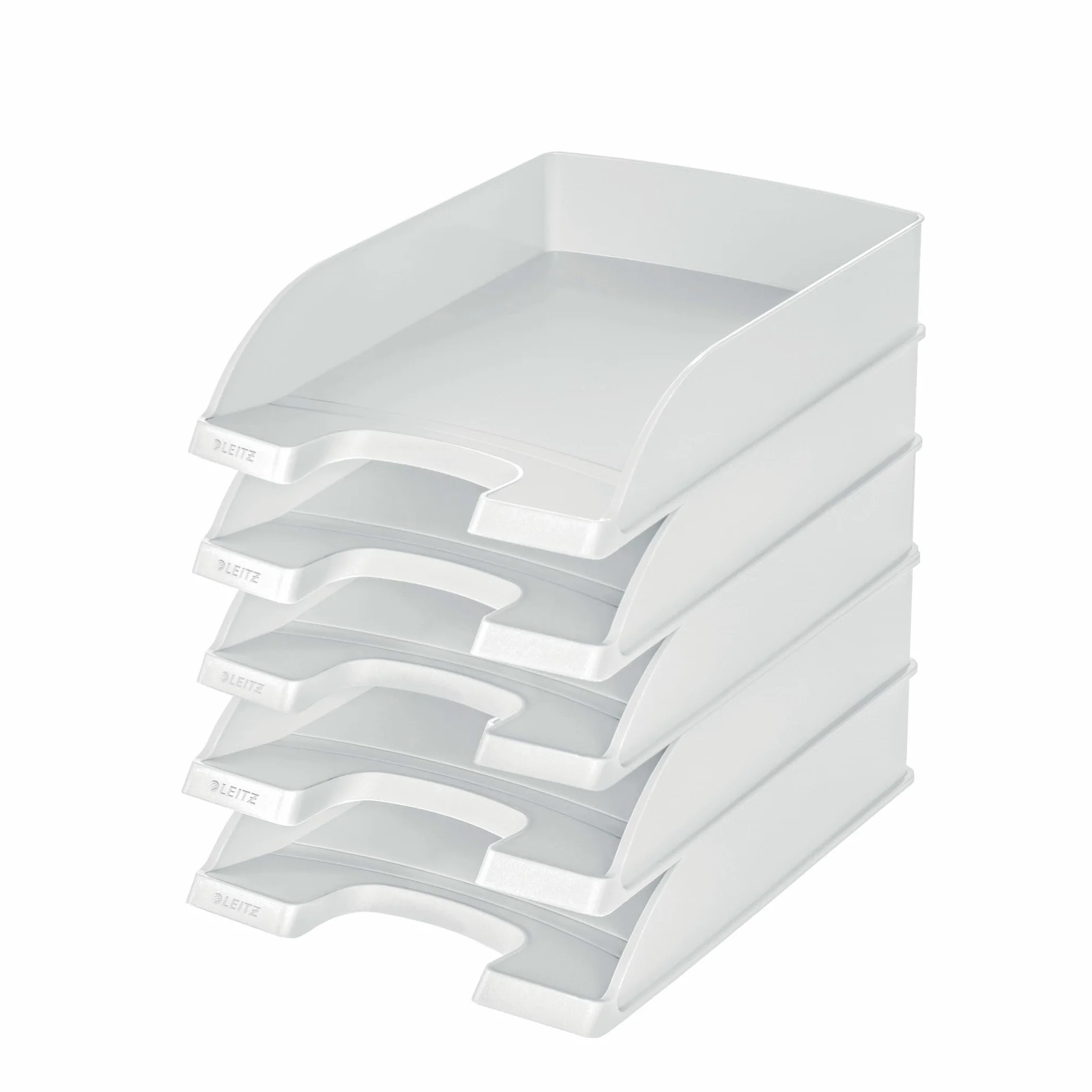 Leitz 52270001 Kosz na listy, format A4, 5 sztuk, w jakości premium, możliwość układania w stos jako organizer na biurko, możliwość łączenia z serią Plus, kolor biały