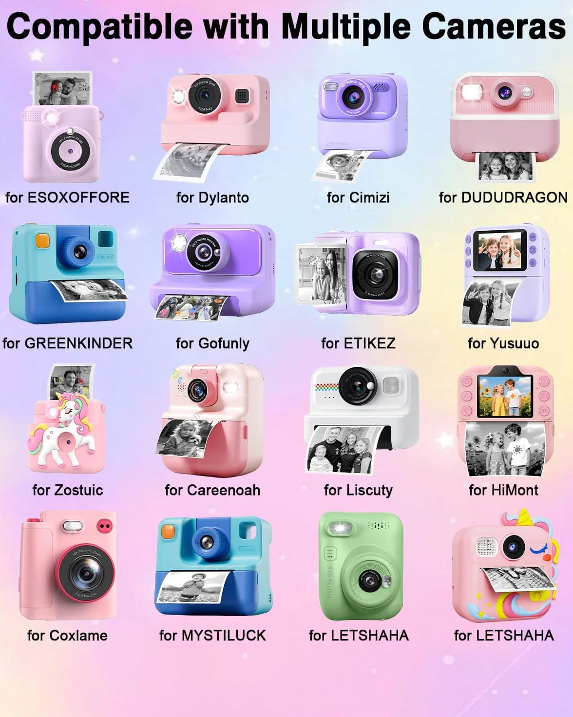 20 rolek natychmiastowego wkładu do aparatu fotograficznego, wkład papieru HD Kidizoom do aparatu fotograficznego dla większości dzieci, aparat natychmiastowy, bez BPA, 2,5 cm x 5,7 cm