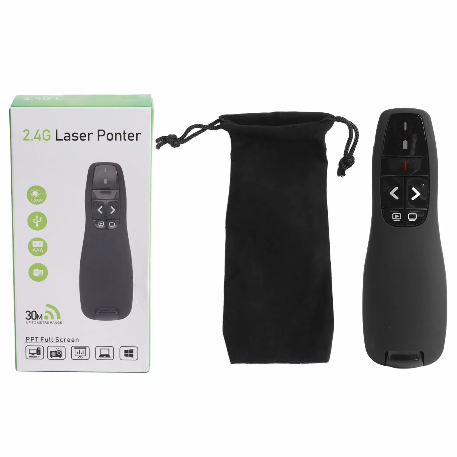 Bezprzewodowy Prezenter R400, Bezprzewodowy Prezenter USB PPT 2,4 GHz, Wskaźnik Laserowy, dla dla OS X, dla Androida i IOS, do Prezentacji Biznesowych, szkoleń