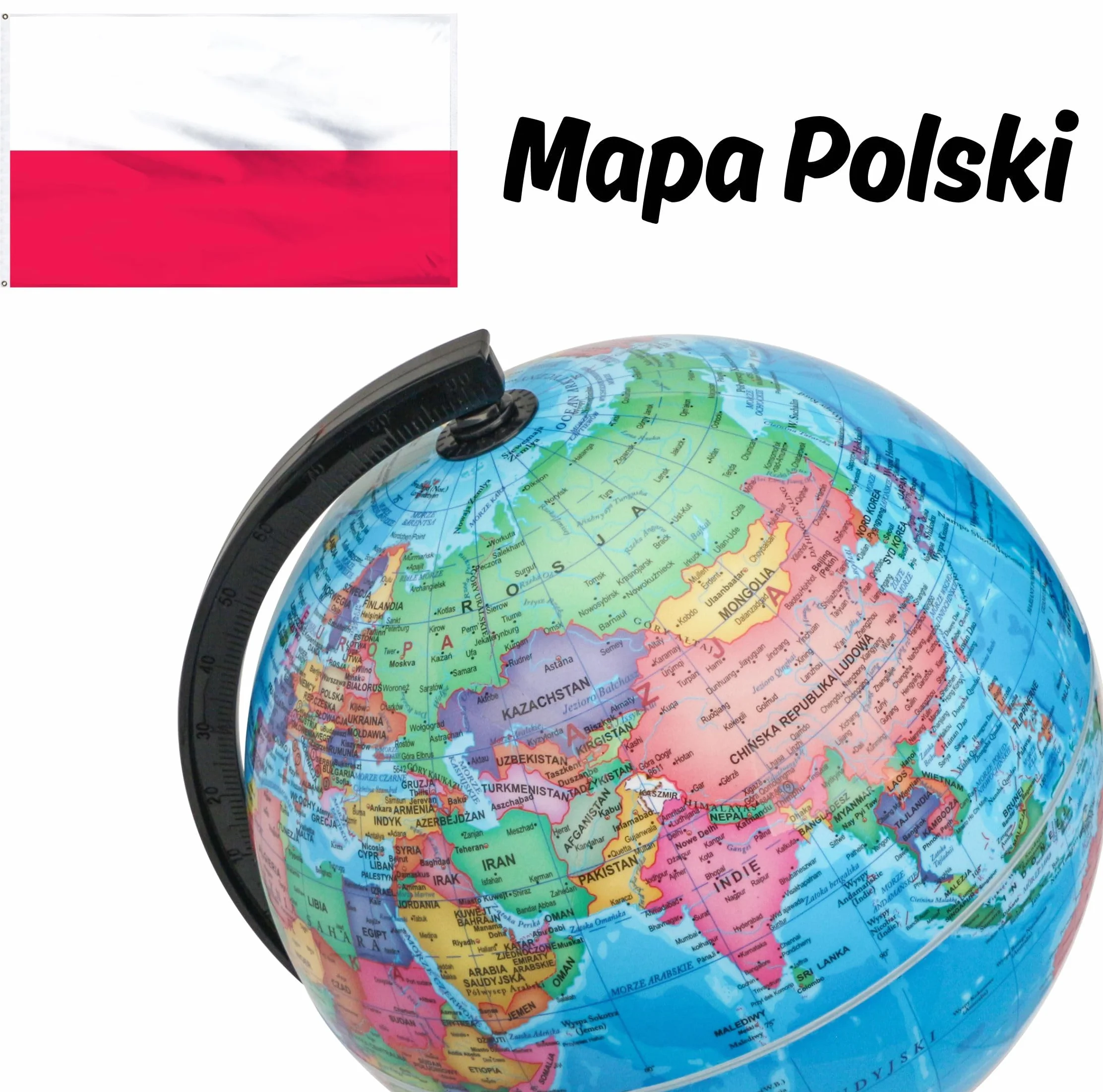 EXERZ 20cm Globus Świata - Polski - Globusy