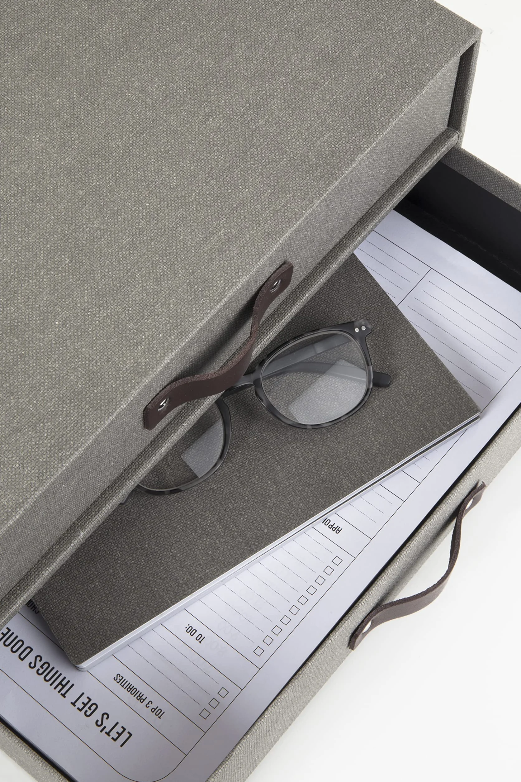 Bigso Box of Sweden Mini komoda biurkowa na dokumenty i materiały biurowe - organizer na biurko z 2 szufladami - pudełko z szufladami z włókna drzewnego i papieru - szary