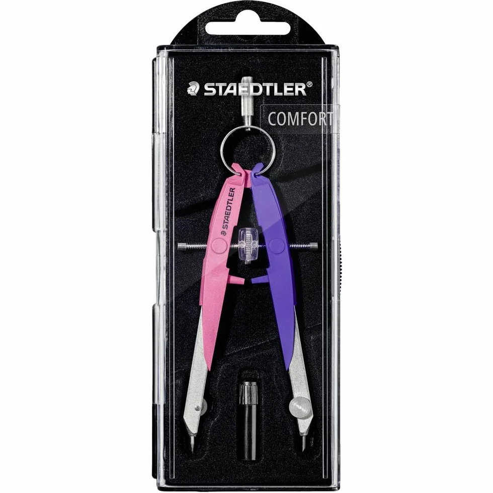 STAEDTLER Mars Comfort 556 00-N2 cyrkiel, cyrkiel geometryczny, etui z klapką, neonowy/różowo-fioletowy