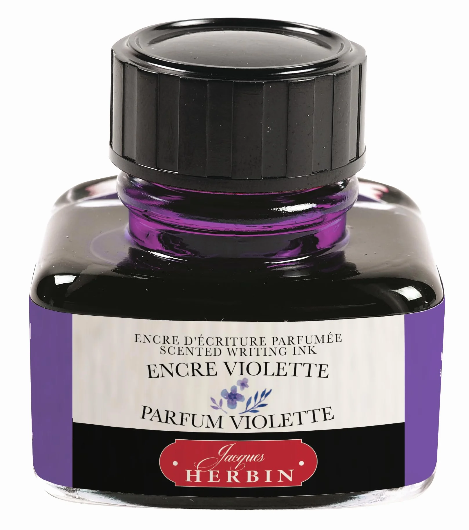 Jacques Herbin 13777T – Butelka pachnącego atramentu „Les Subtiles” do piór wiecznych i długopisów wiecznych – 30 ml – atrament fioletowy i zapach fiołkowy – Wyprodukowano we Francji