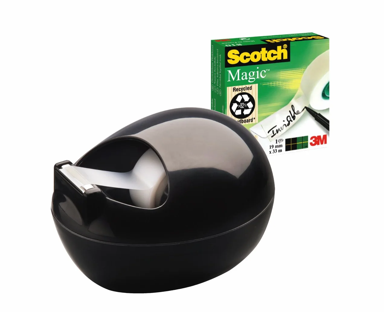 Scotch PBL-B810 dozownik taśmy klejącej (wraz z 1 rolką taśmy klejącej Scotch Magic 7,5 m x 19 mm), czarny
