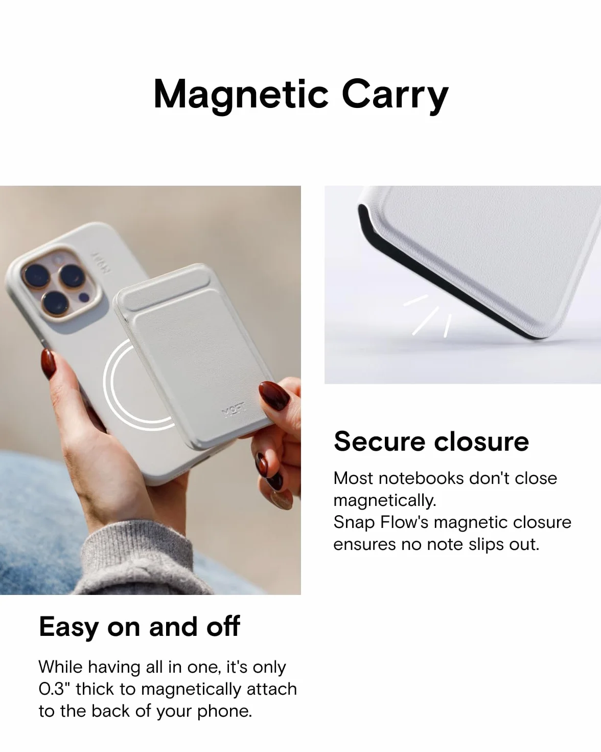MOFT Magnetyczny stojak na notatnik, kompatybilny z Magsafe, zatrzaskowy pionowy notatnik z klapką, zawiera dwa rodzaje notatników i magnetycznego niewidocznego długopisu, Misty Cove + Sunrise (MOVAS)