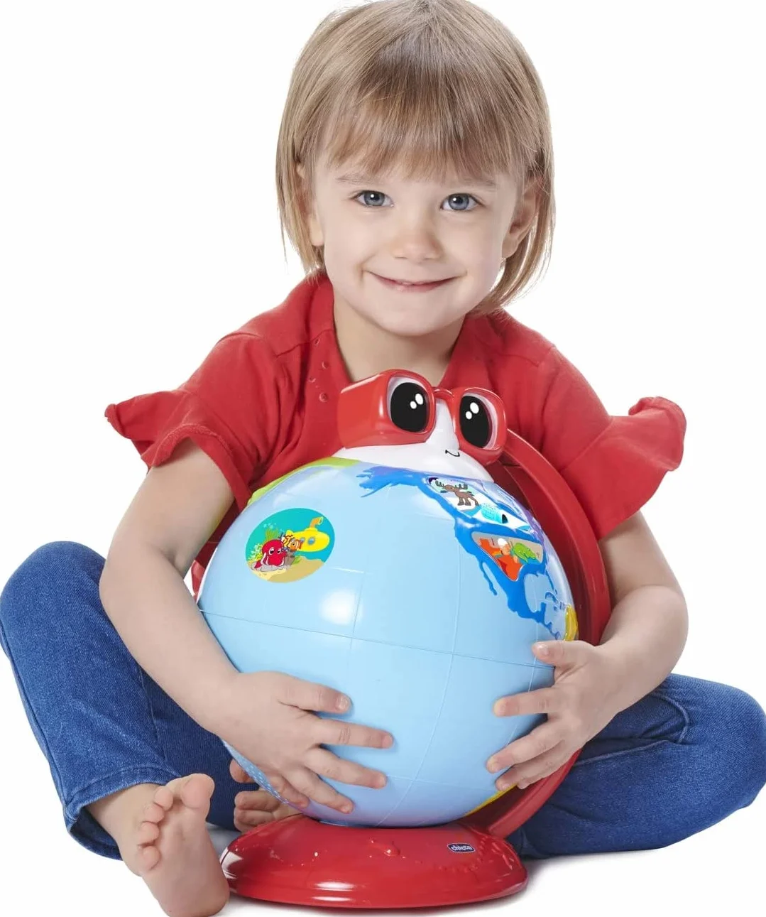 Chicco Edu Globe Mówiący globus edukacyjny nauka geografii logiki sekwencji pamięci 300 zdań quizów piosenek Montessori gry dla dzieci 2-6 lat