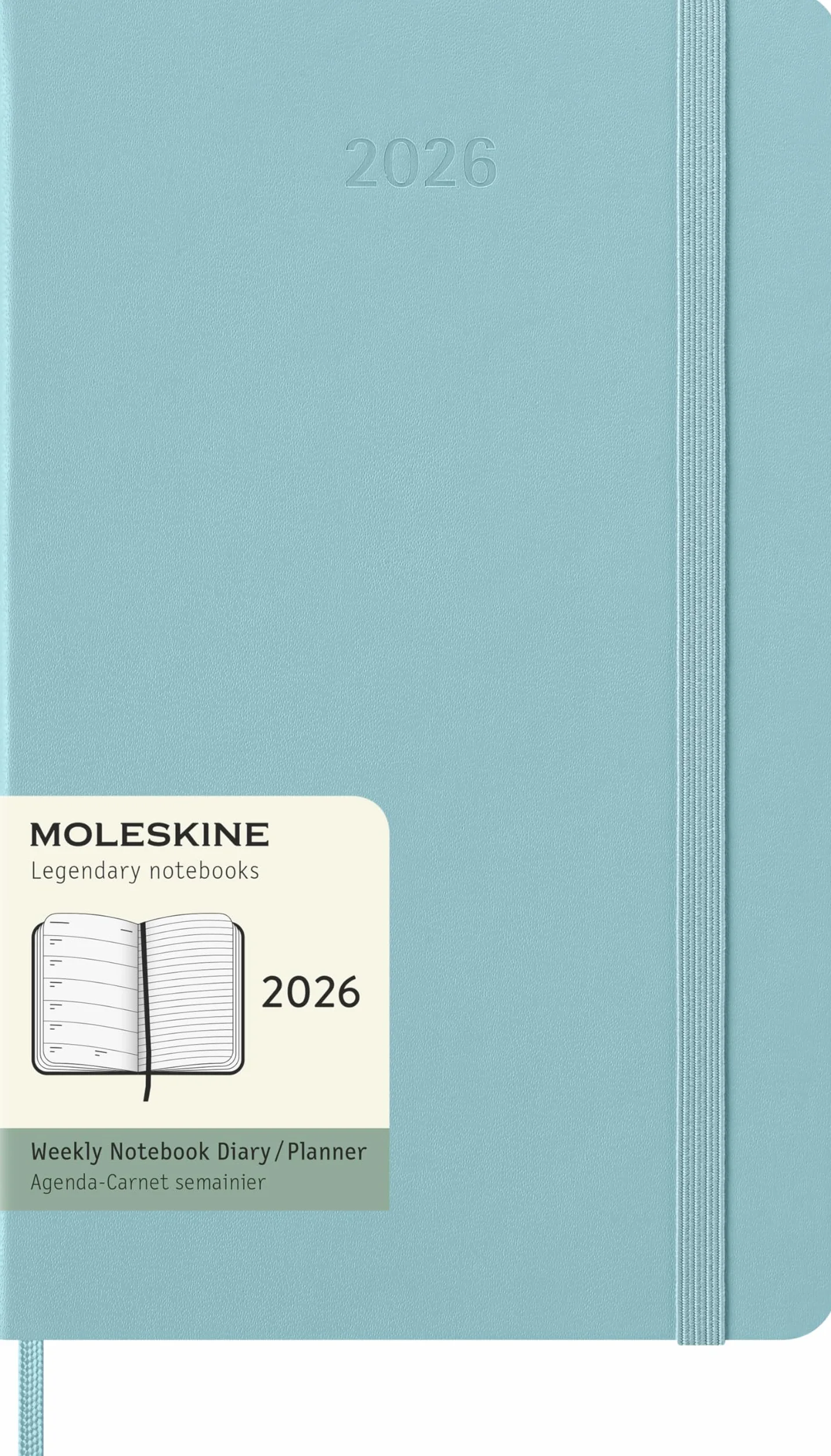 Moleskine 12 Monate Wochen Notizkalender 2026, Large/A5, fester Einband, Aquamarin