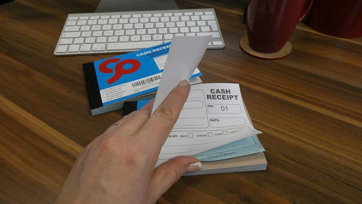 Cherry Carbonless NCR Cash Receipt Book Duplicate A6 50 Ponumerowanych Zestaw 2 Sztuki