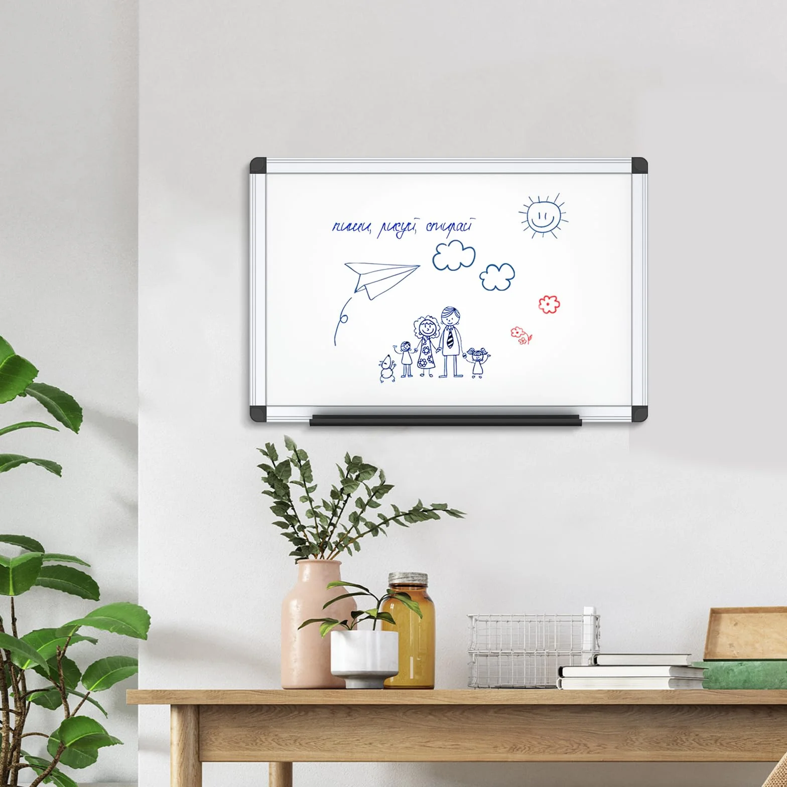 VIZ-PRO Tablica magnetyczna suchościeralna 45 x 30 cm z markerami i magnesami