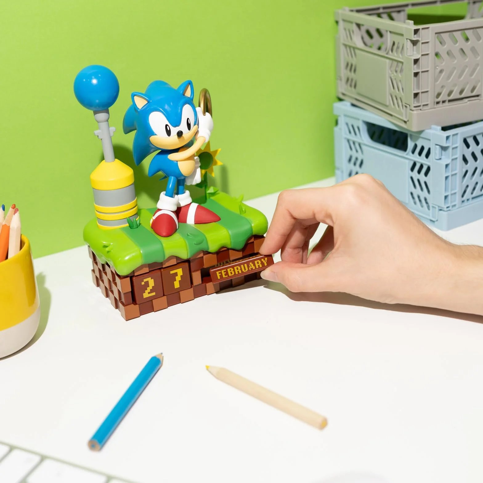 Grupo Erik Kalendarz wieczny Sonic 3D, kalendarz na biurko dla dzieci, dekoracja pokoju, pomysł na prezent, gadżet z postaciami, 12 x 16 x 8,5 cm