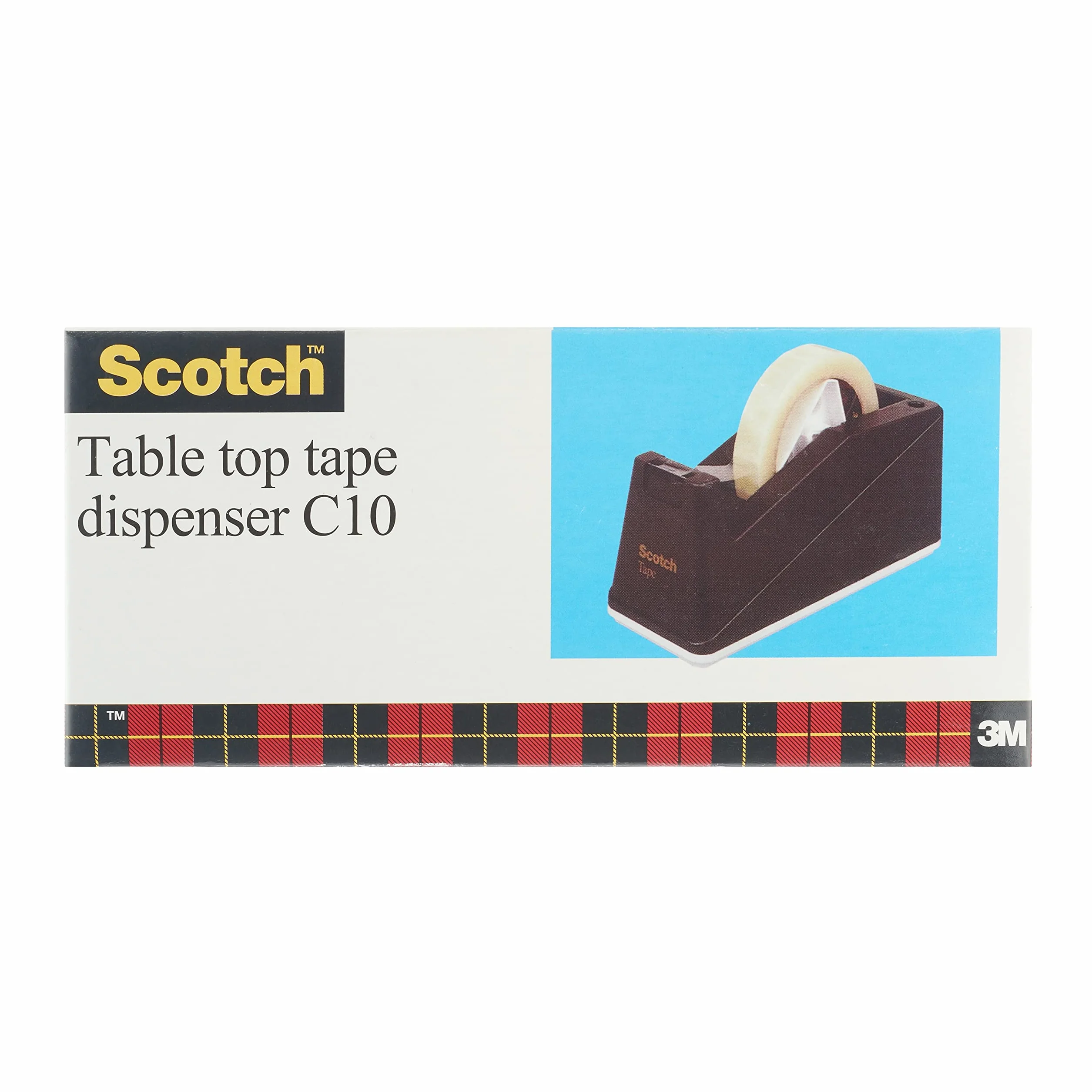 Scotch Dozownik taśmowy na biurko, 1 dozownik C10 Scotch o szerokości do 25 mm i długości 66 m, dozownik taśmy samoprzylepnej do domu i biura, czarny