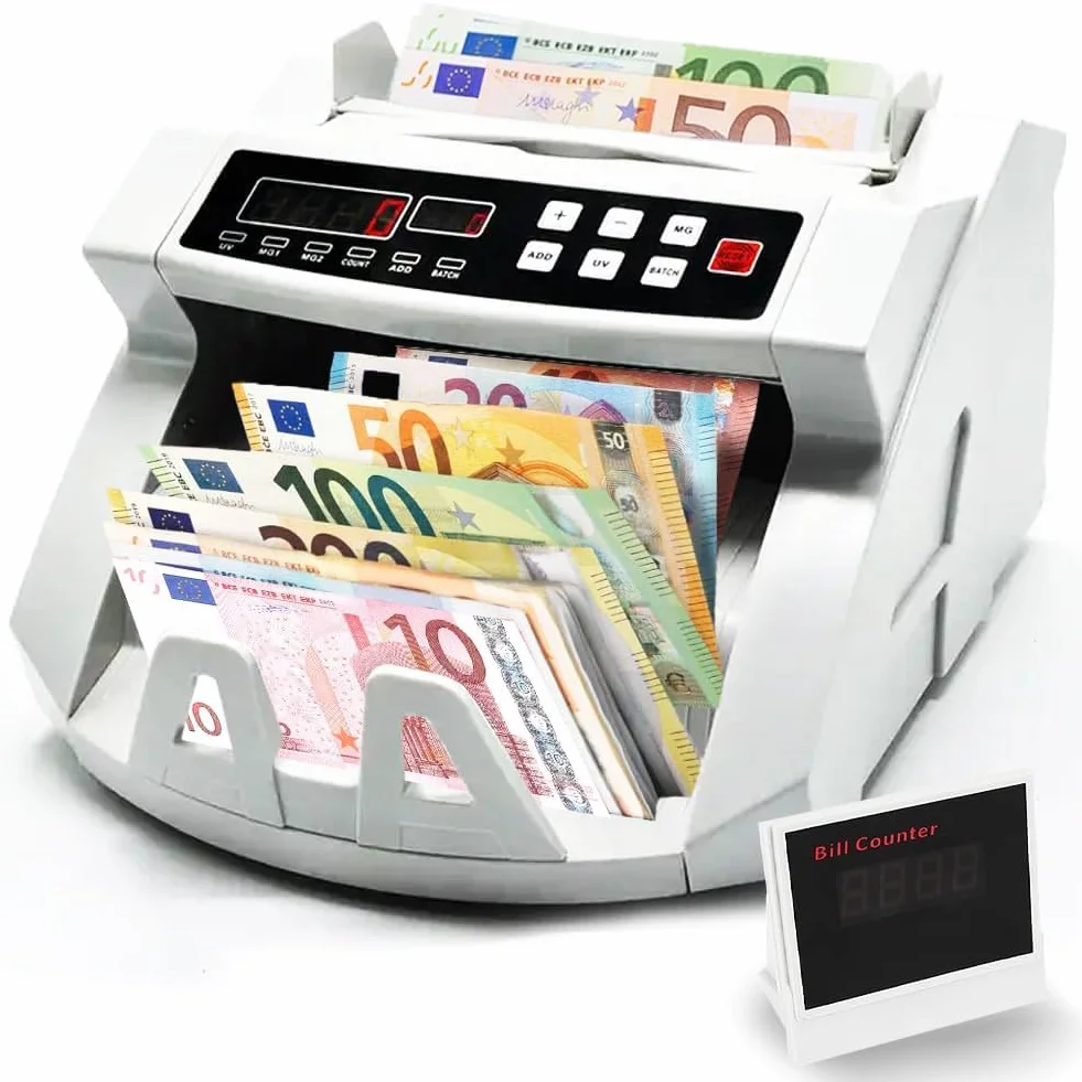 Maszyna do liczenia pieniędzy wykrywacz fałszywych banknotów z podwójnym wyświetlaczem LED, przenośny
