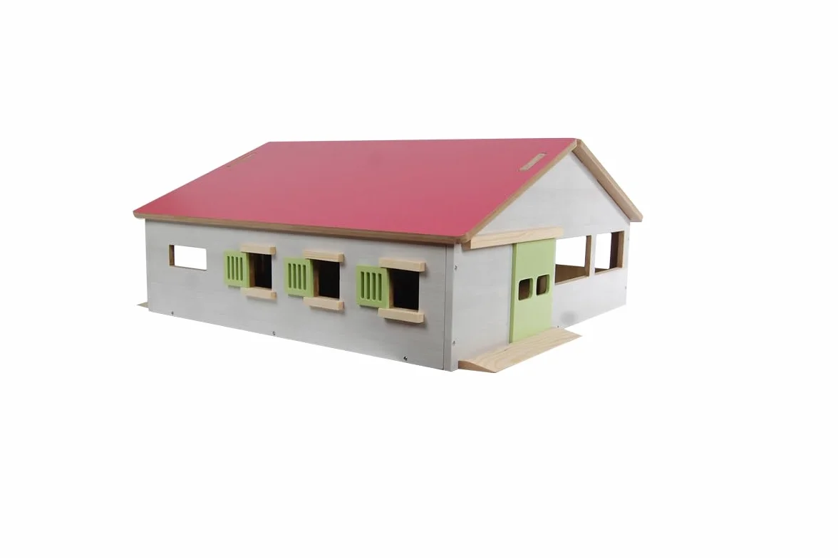 Kids Globe Stajnia dla koni drewniana 62 cm 56 cm 26 cm z 3 skrzyniami i miejscem do jazdy konnej