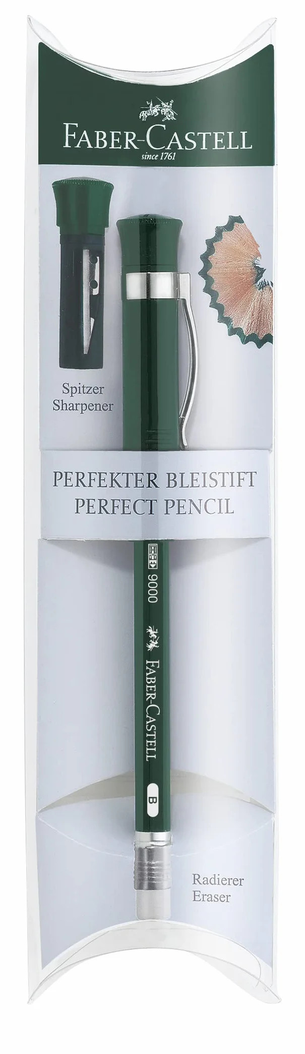 FABER-CASTELL 119037 – idealny ołówek Castell 9000, twardość B, kolor trzonka: zielony