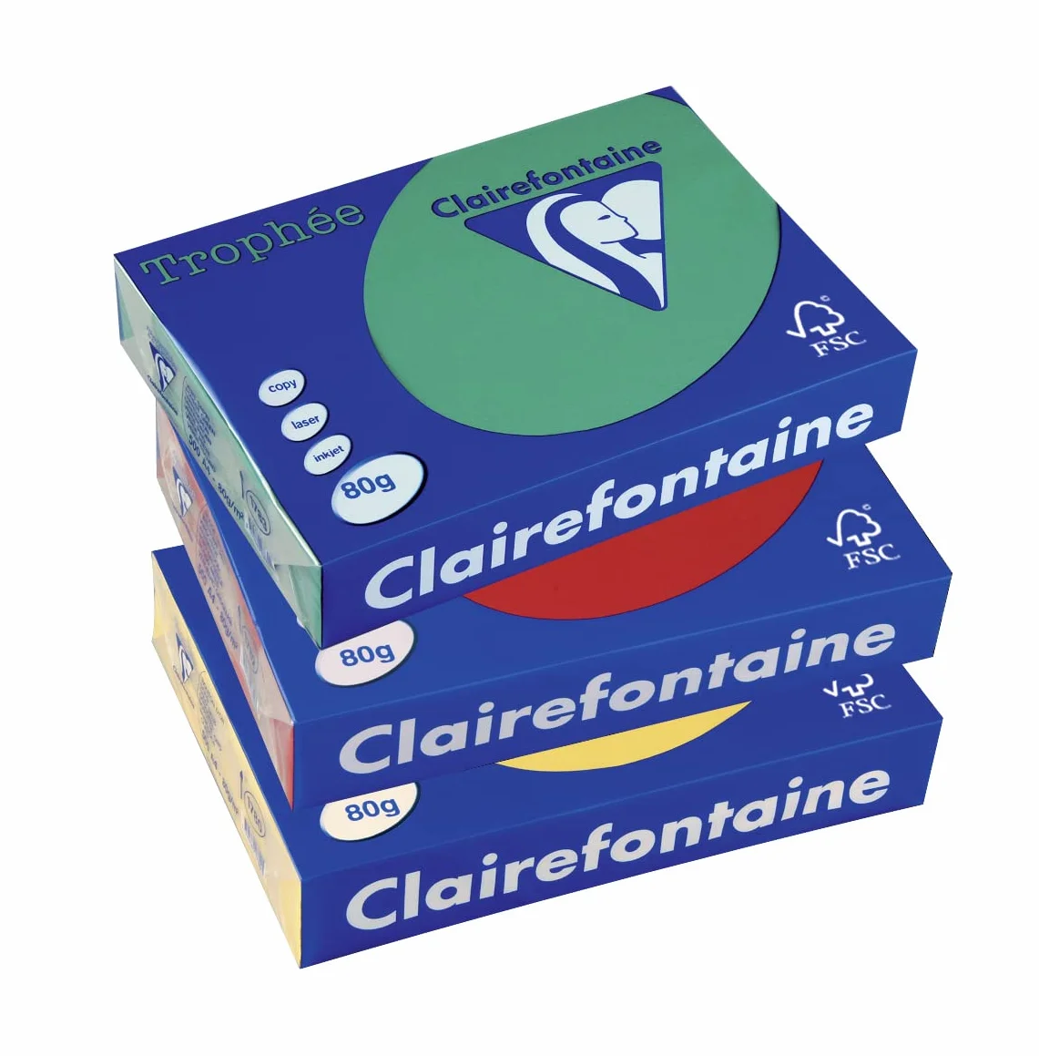 Clairefontaine 1871C – Ries papier do drukarki/kserokopiarki Trophee, intensywne kolory, DIN A4, 80 g, 500 arkuszy, kość słoniowa, 1 ryza