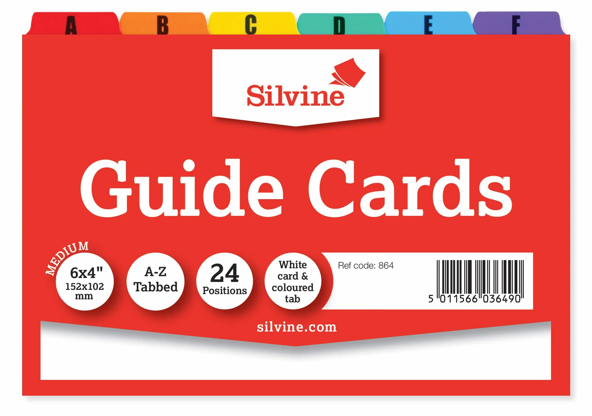 Silvine Kartki prowadzące A6 białe zakładki A-Z 15x10 cm