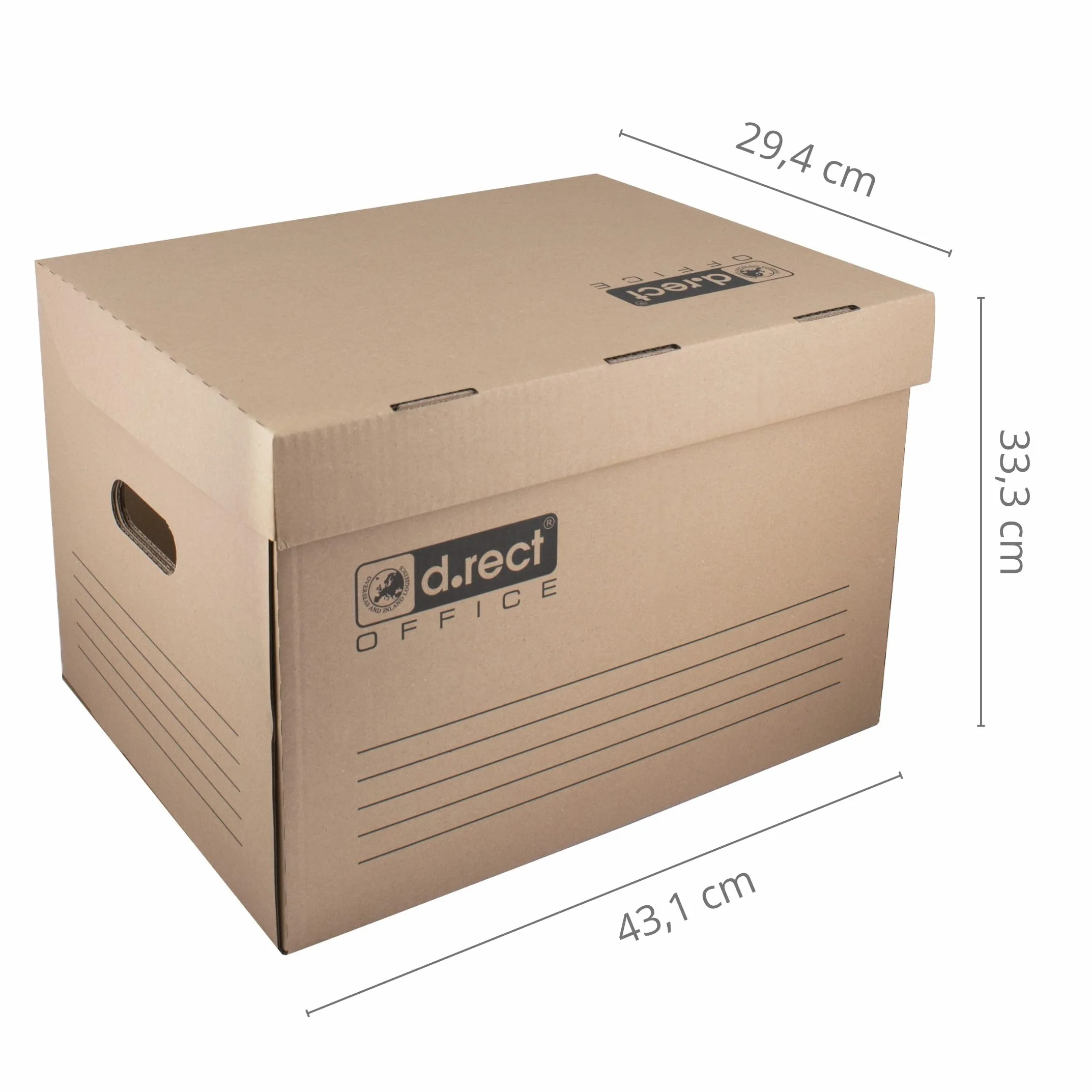 D.RECT Pudełko archiwalne 2100, 12 sztuk, 431 x 333 x 294 mm, z klapką, pudełko archiwalne, kolor brązowy
