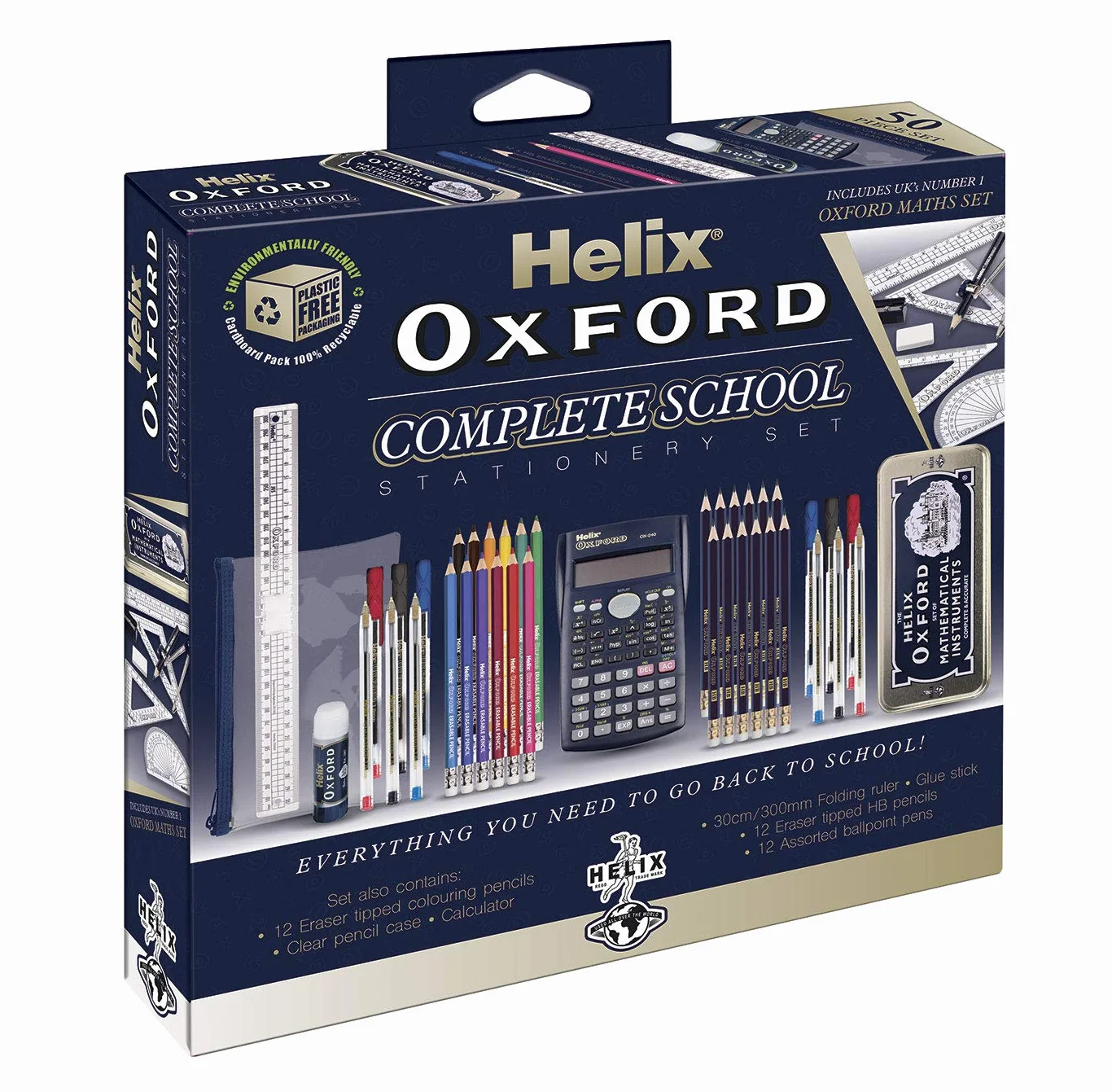 Oxford Helix Complete Back to School zestaw papeterii, niebieski