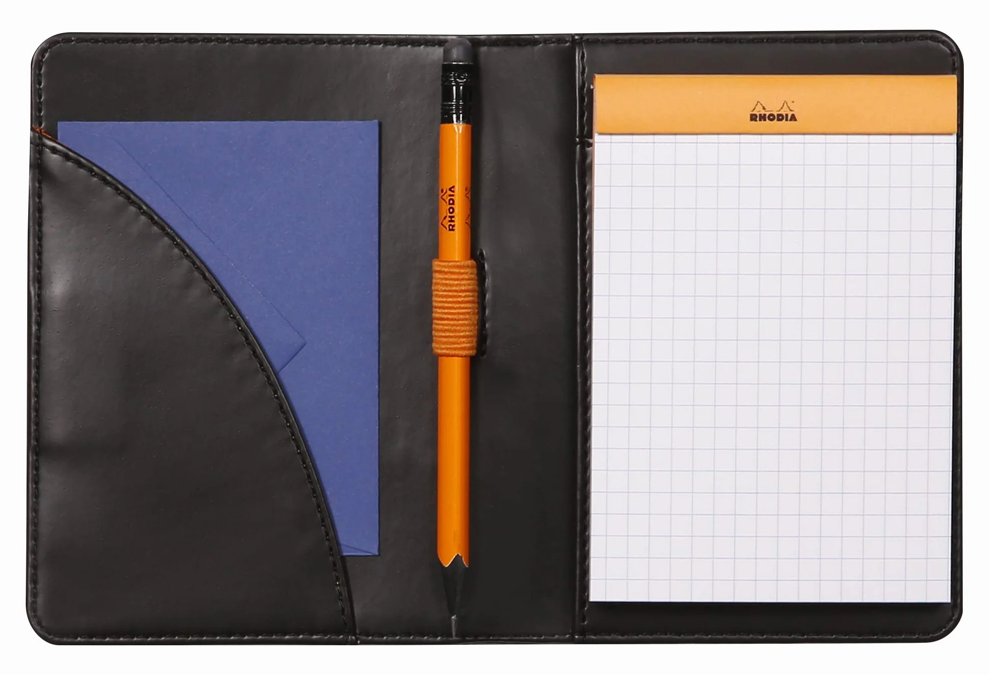 Rhodia 212001C Teczka na notatnik i dokumenty N°12 Czarna B7 8,5×12 cm Włoska Skóra Ekologiczna Rhodiarama