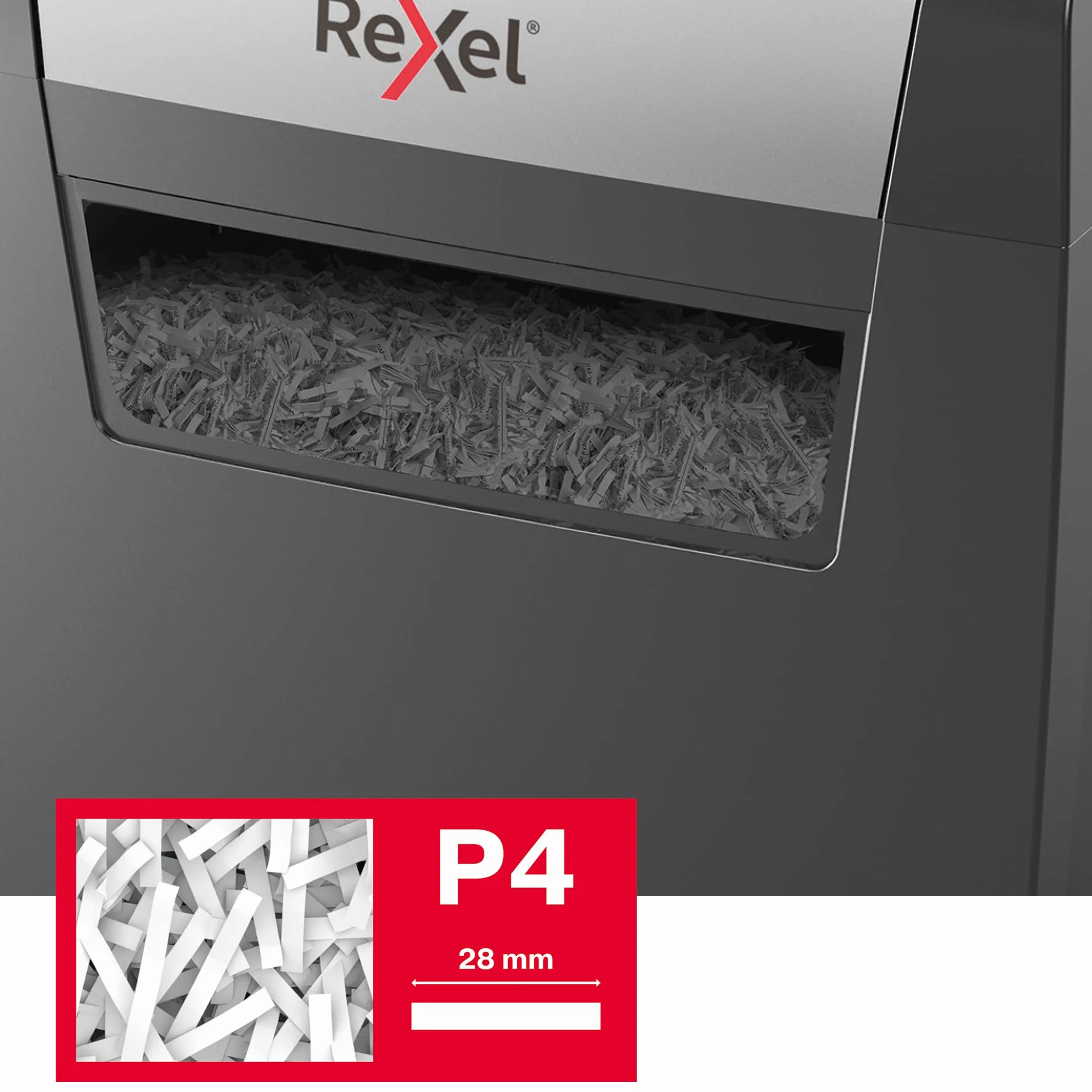 Rexel, Niszczarka do Papieru Rexel Momentum X406, Tnie na Konfetti do 6 kartek (80 gsm), Poziom Bezpieczeństwa P-4, Pojemność Pojemnika na Ścinki 15L, Kolor Czarny (2104569EU)
