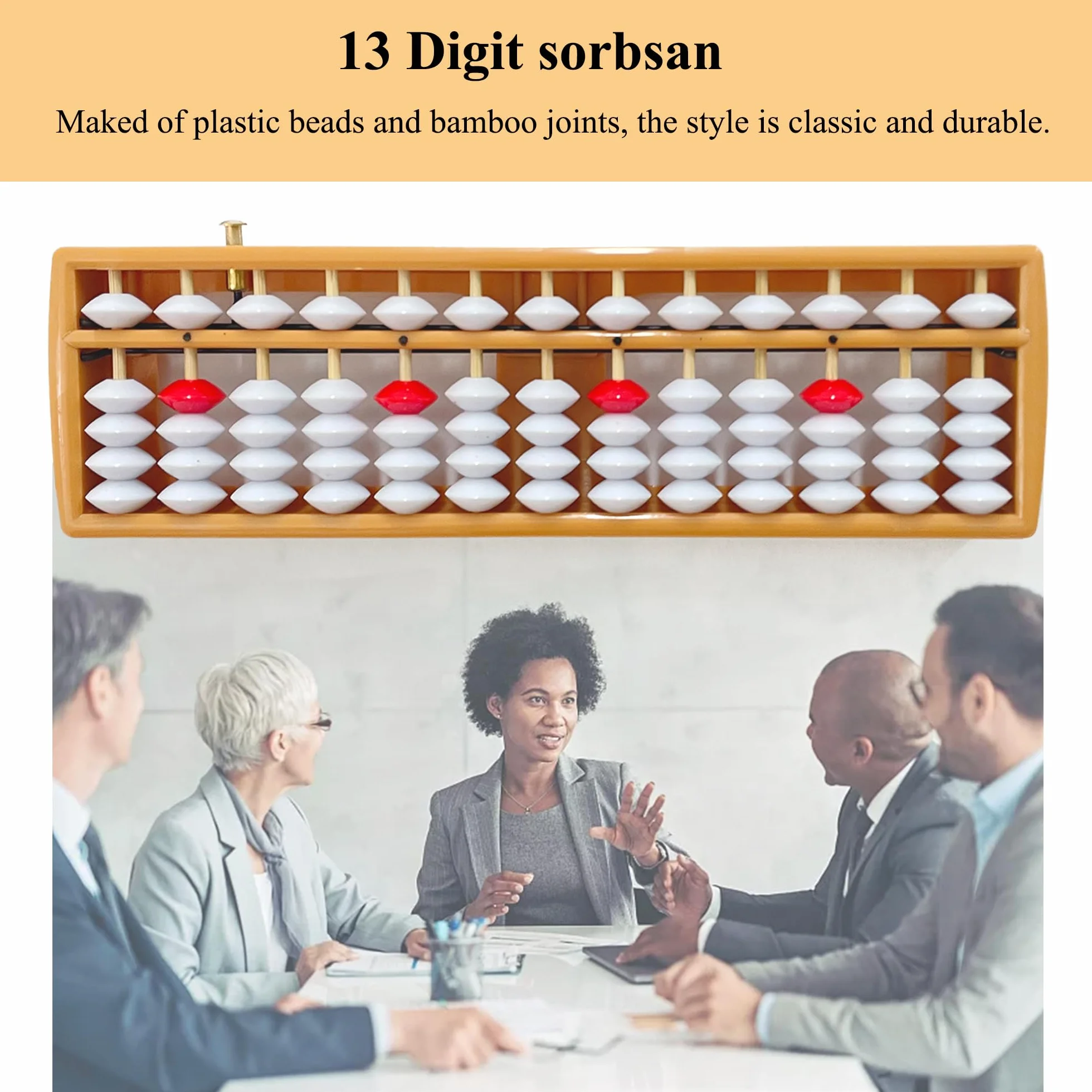 Soroban Abacus 13 cyfr, tworzywo sztuczne, arytmetyka, liczydło, do arytmetyki i liczenia, z przyciskiem resetowania, narzędzie do obliczania matematyki, biura, szkoły, domu