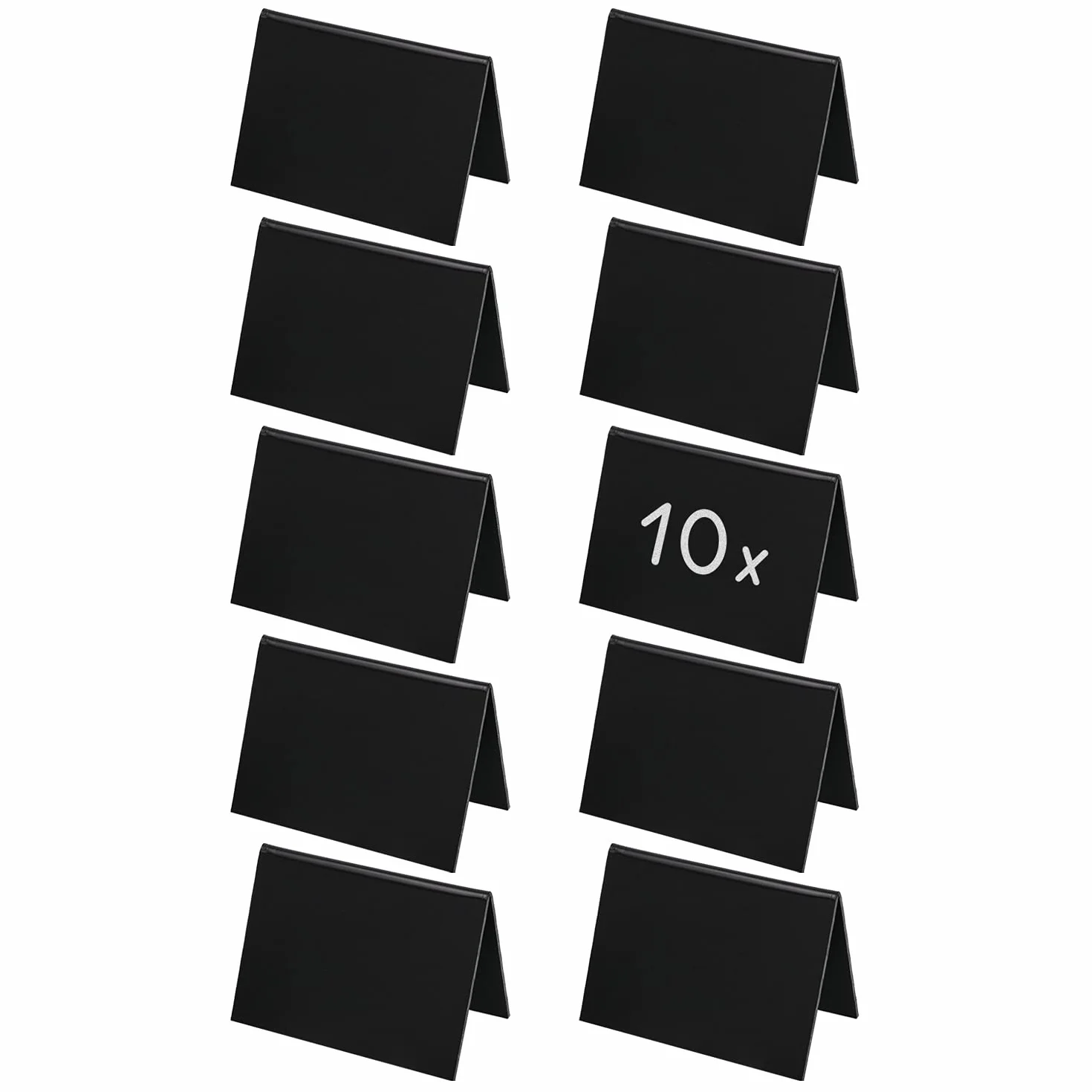 HMF 46413 Stojak stołowy do pisania kredą, 10 sztuk, stojak A, 10 x 7 cm, czarny