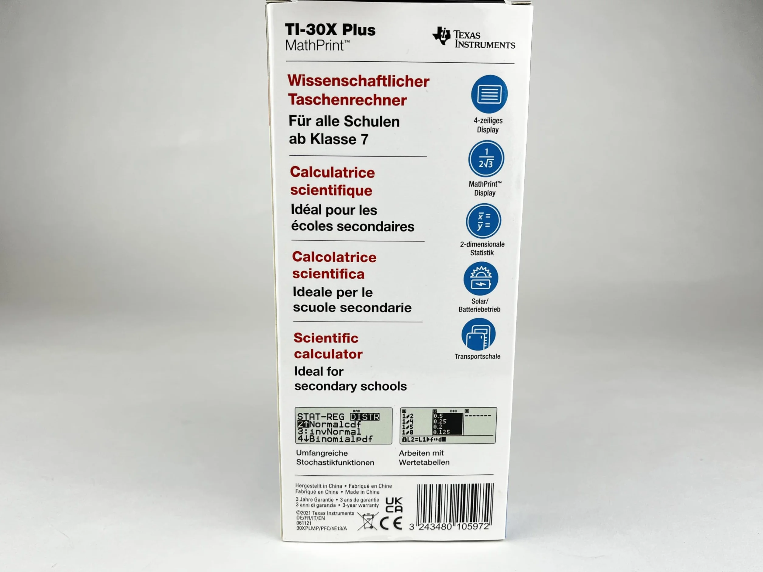 Texas Instruments TI - 30XPLUS MP FC Kalkulator Naukowy, Granatowy, 4-liniowy