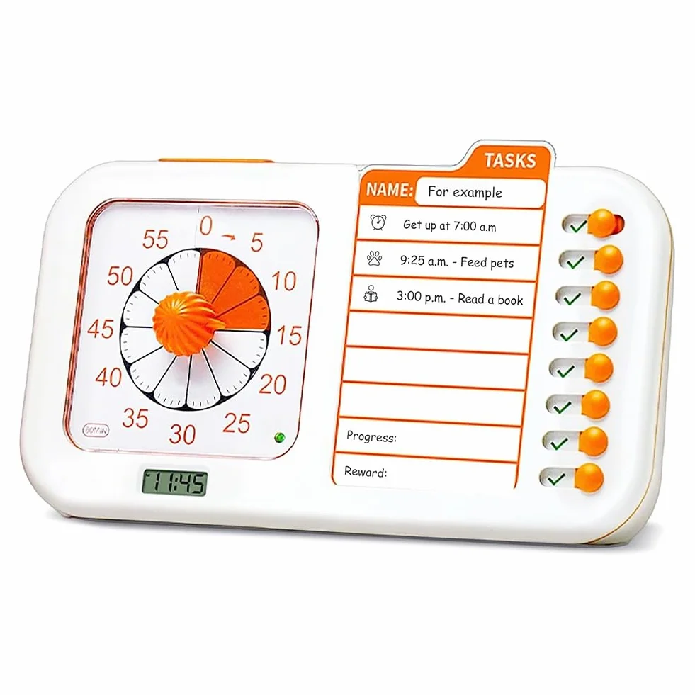 ISTOVO 3 w 1 Wizualny Timer ADHD dla Dzieci i Dorosłych z Tablicą Planowania, Timerem Zadań, Wykresem Obowiązków i Wizualnym Planem Harmonogramu