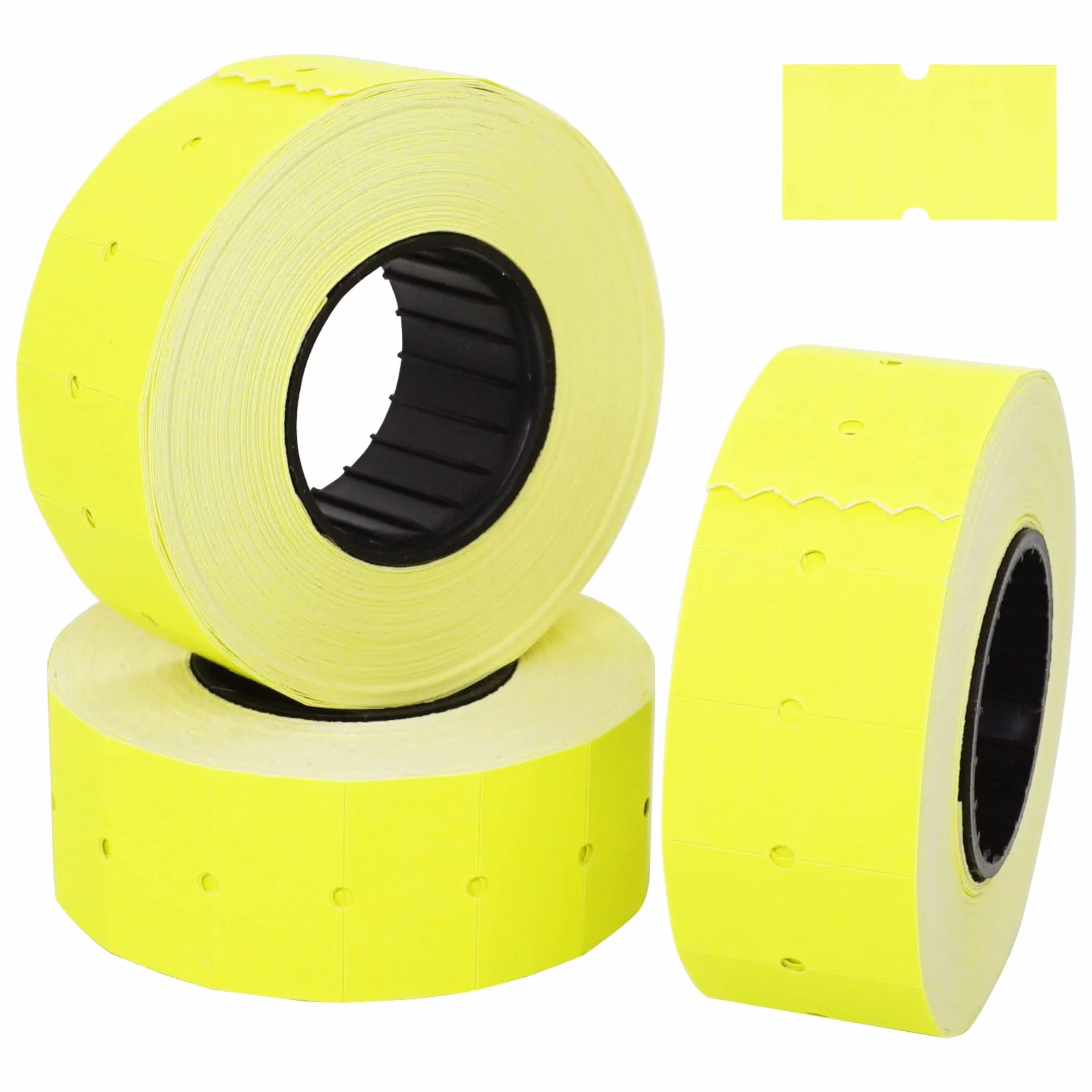 SKIR'CO (12 rolek) Etykiety na broń 21 x 12 mm kolor żółty, etykiety cenowe, 12 000 naklejek cenowych, etykiety do oznaczania cen