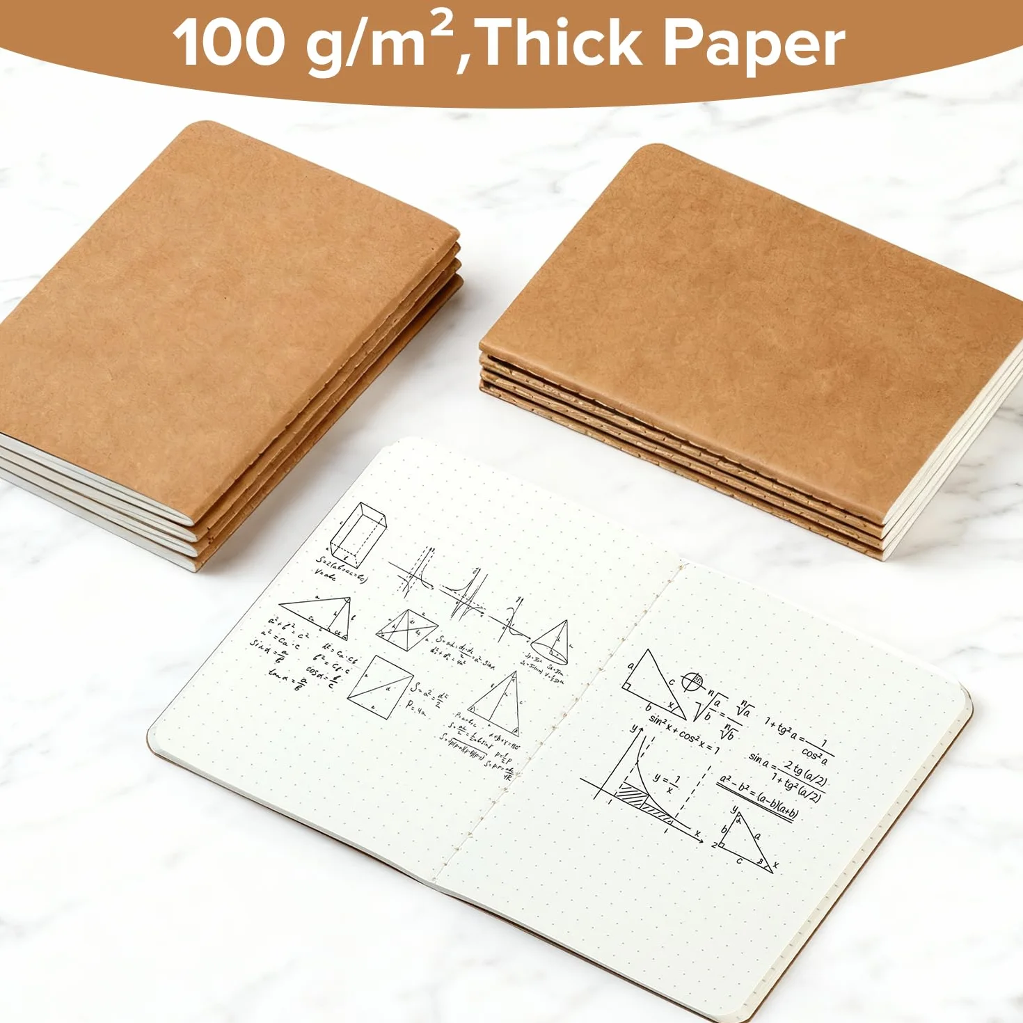 HOMEMARS Notatniki, zeszyt kieszonkowy, mały notatnik, notatnik A6, 16 mały zeszyt punktowy, 100 g/m², gruby papier, 10 x 14 cm, 60 stron, kartonowa okładka