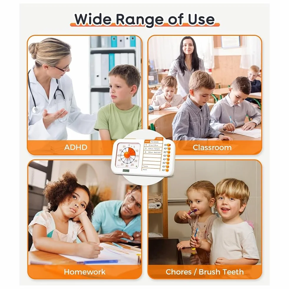 ISTOVO 3 w 1 Wizualny Timer ADHD dla Dzieci i Dorosłych z Tablicą Planowania, Timerem Zadań, Wykresem Obowiązków i Wizualnym Planem Harmonogramu