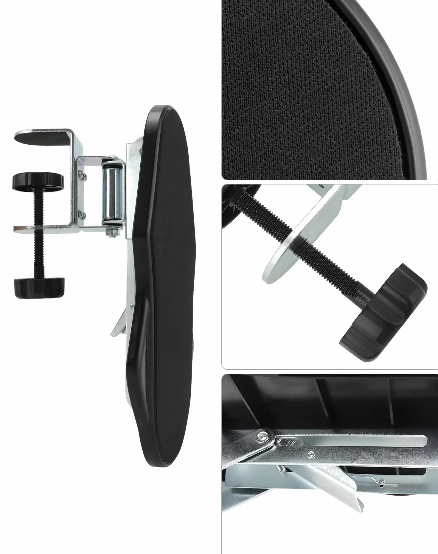 QWORK® Zestaw 2 podpór ramion obrotowych - obrót o 180° i składany o 90° - stojak na podłokietnik, wsparcie łokcia, akcesoria biurowe do pracy