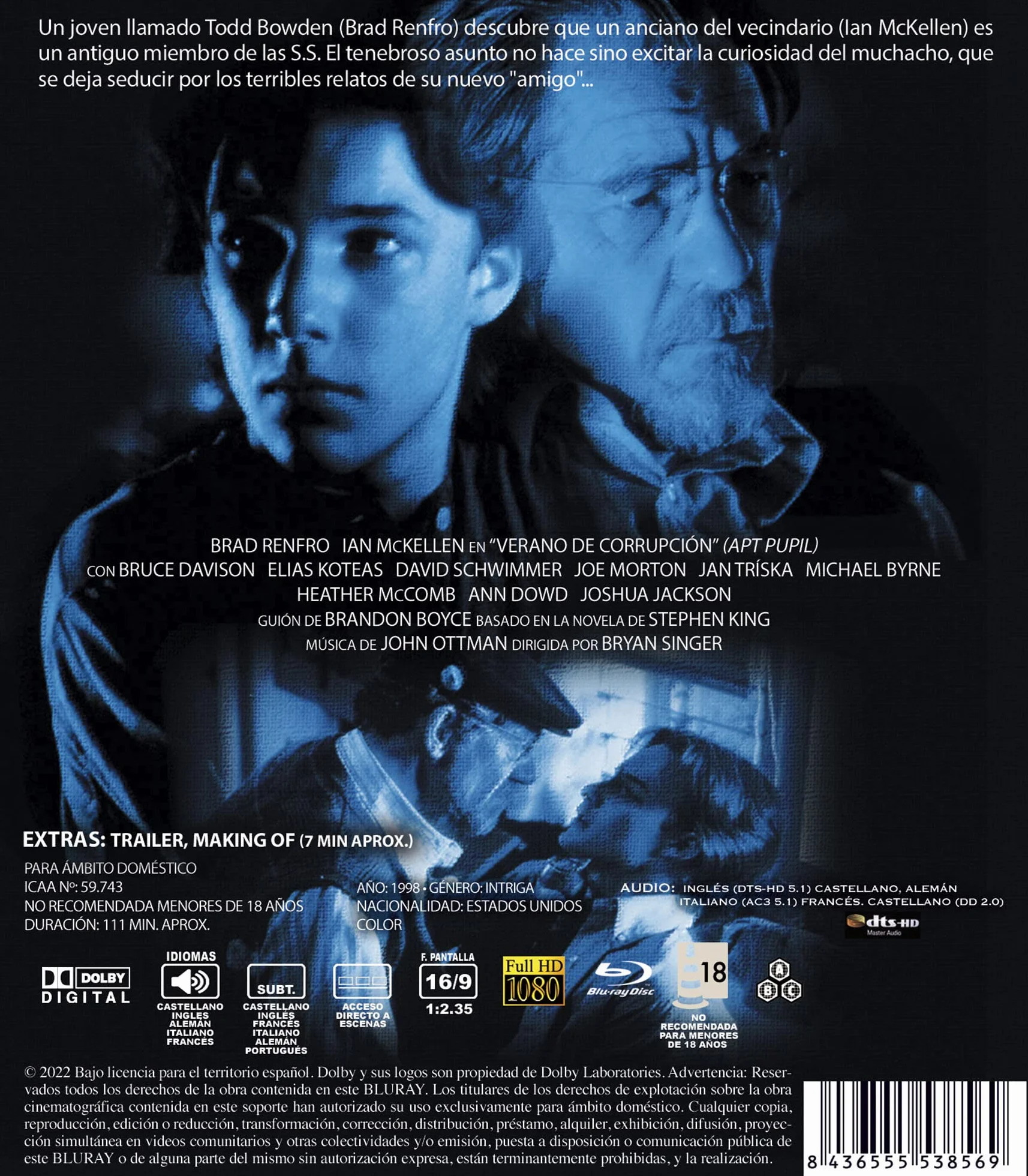 Der Musterschüler 1998 / Apt Pupil/Un élève doué/L'allievo Blu-ray import UE z niemieckim dźwiękiem