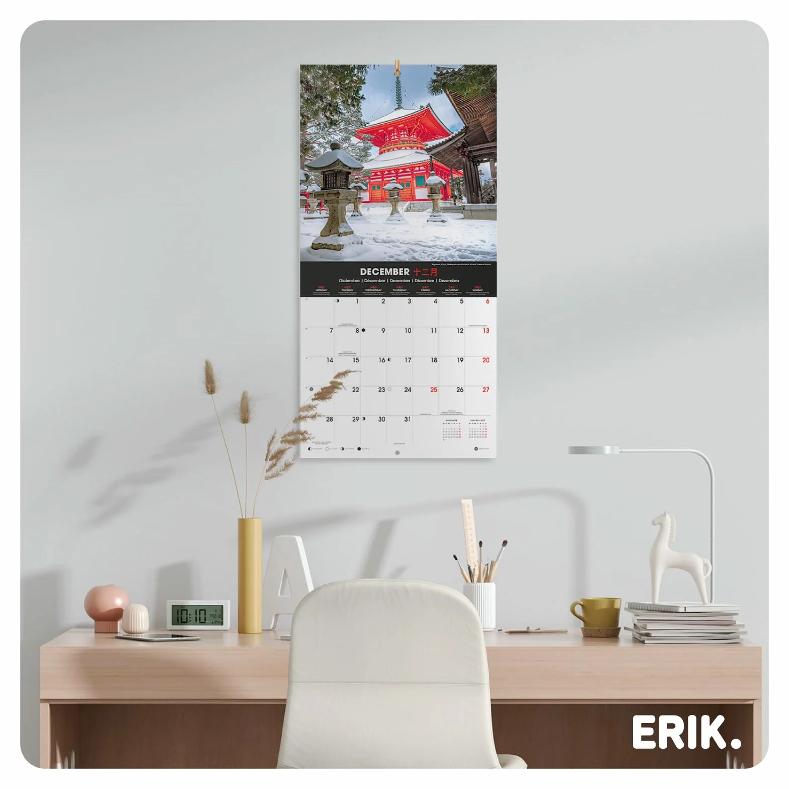 Grupo Erik Wall Calendar 2026 - Japan Calendar 2026 | Square 30 x 30 cm - 12 x 12 inches Wall Planner, Family Planner Month To View | Japanese Gifts For Friends
