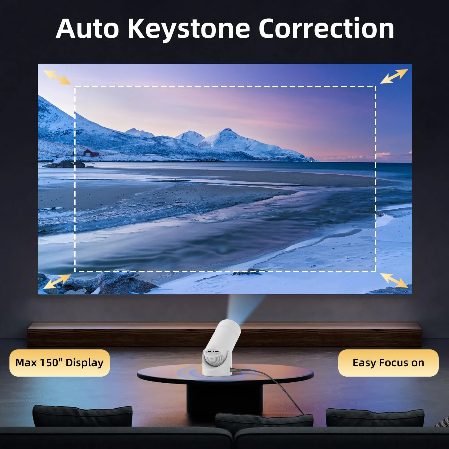 Projektor XL2-23E 4K Mini Inteligentny z Wi-Fi 6 5G Bluetooth Automatyczna Korekcja Trapezu