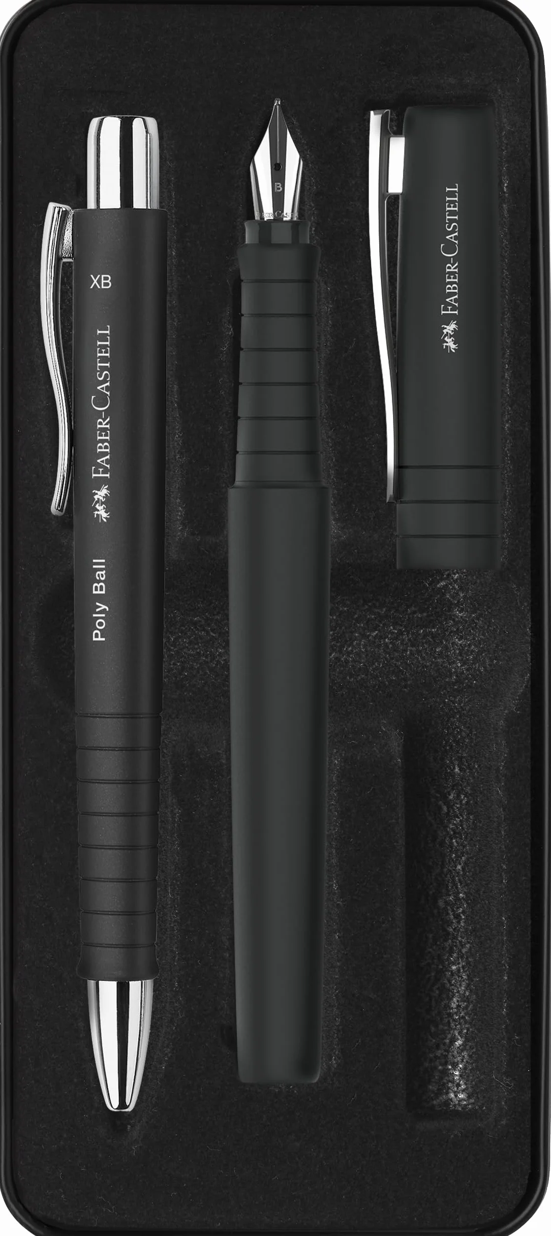 FABER-CASTELL 241050 - zestaw do pisania Poly Pen z długopisem i piórem, czarny